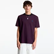 FRED PERRY Fine Stripe Heavyweight Tshirt Plum