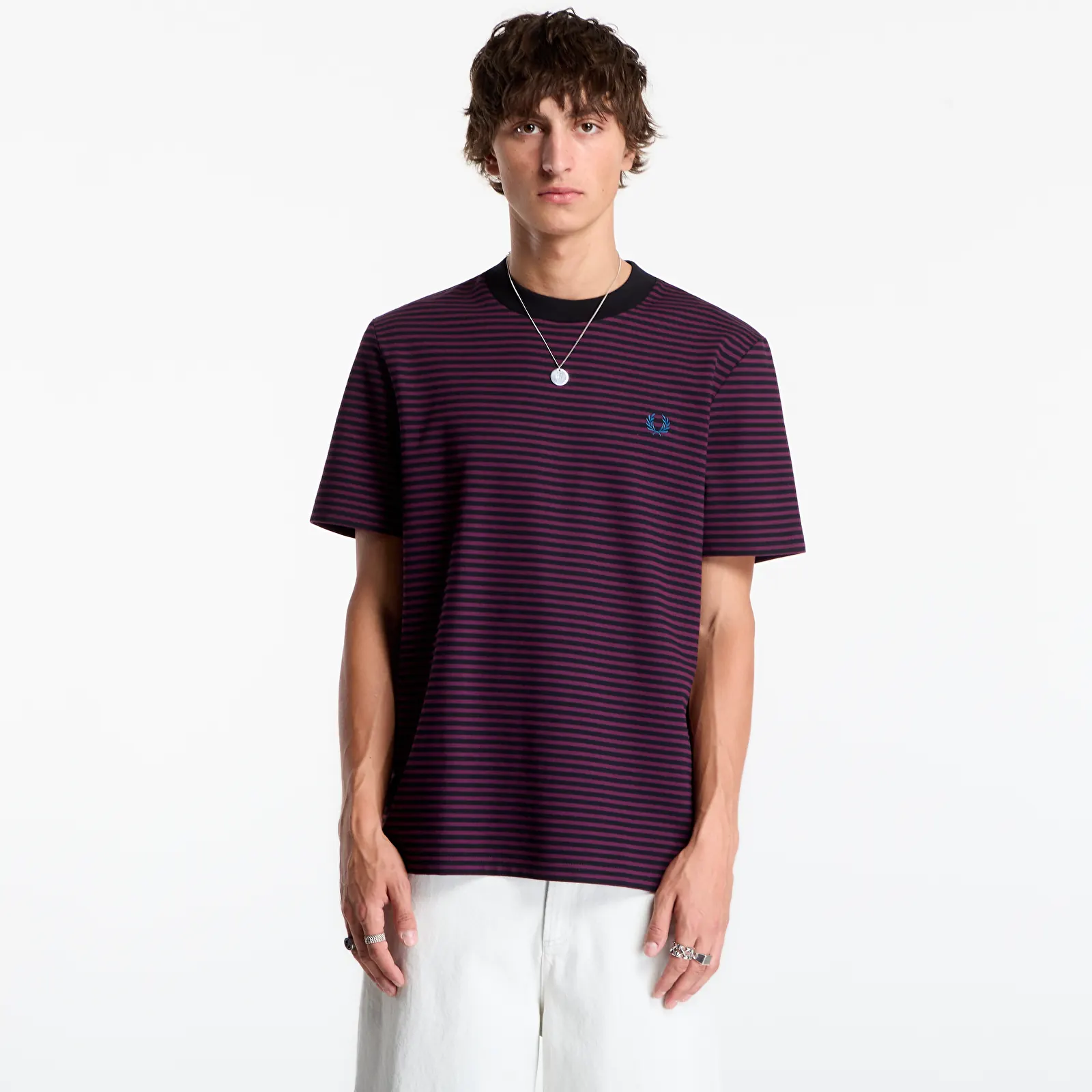 Camisetas FRED PERRY Fine Stripe Heavyweight Tshirt Plum
