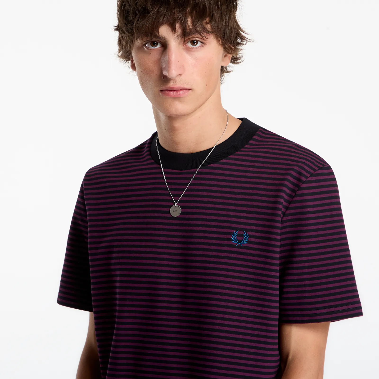 Camisetas FRED PERRY Fine Stripe Heavyweight Tshirt Plum