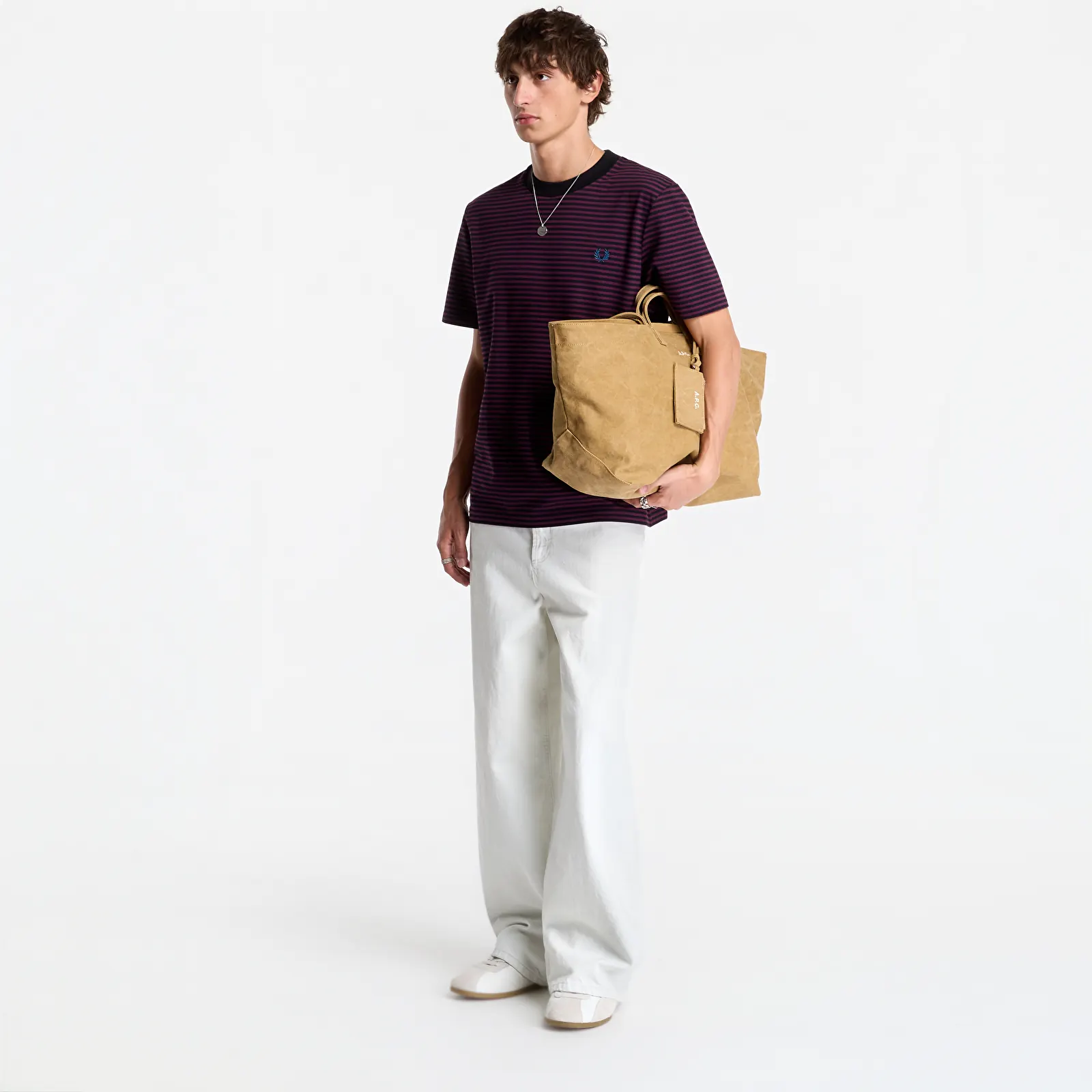Camisetas FRED PERRY Fine Stripe Heavyweight Tshirt Plum