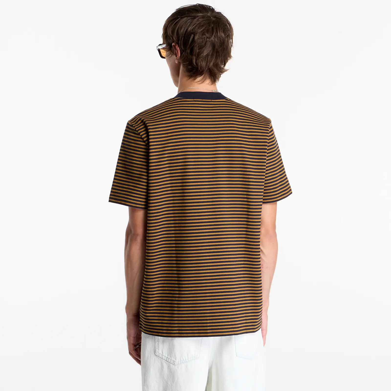 Тениски FRED PERRY Fine Stripe Heavyweight Tshirt Dark Caramel