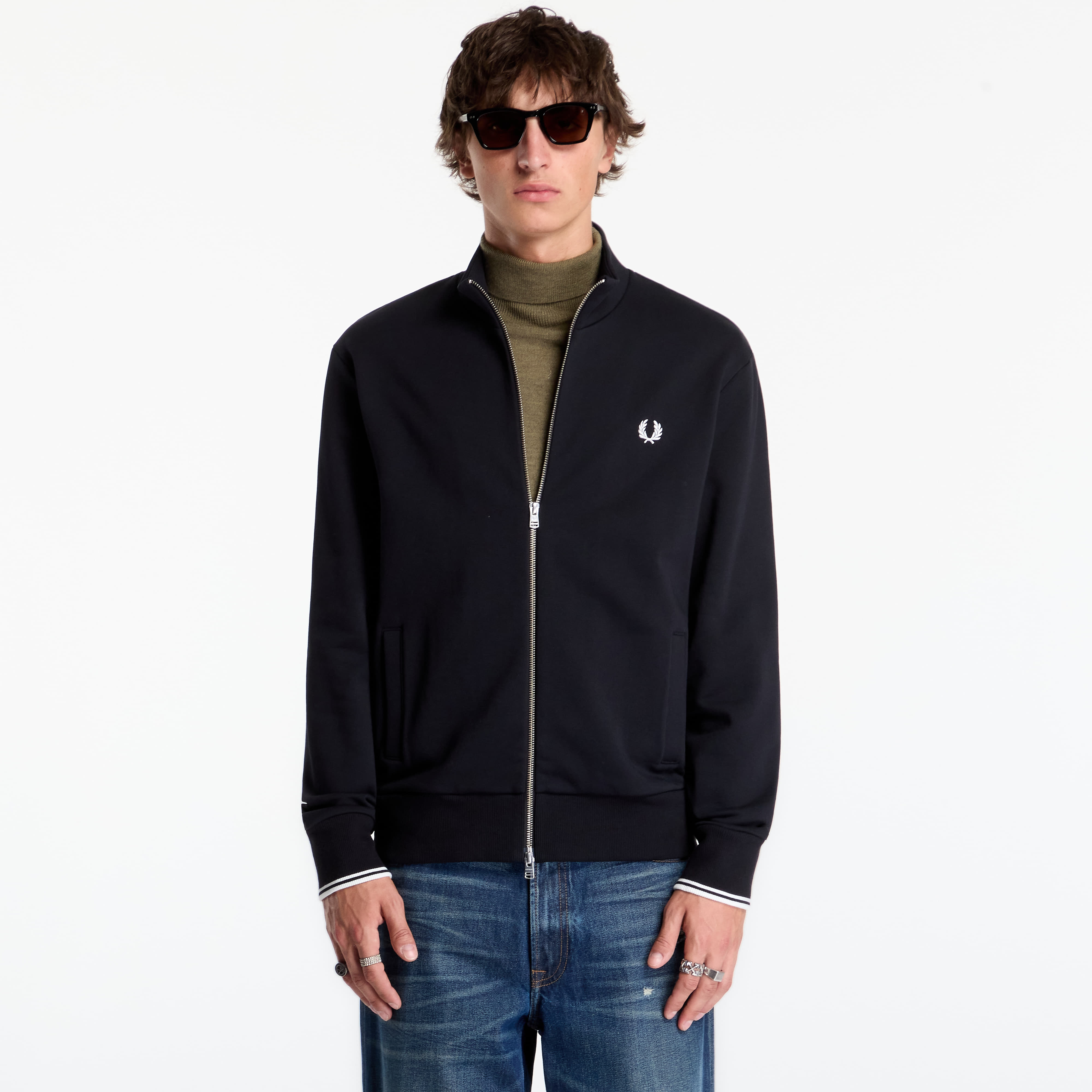 Sweatshirt FRED PERRY Zip Through Sweatshirt Black XL
