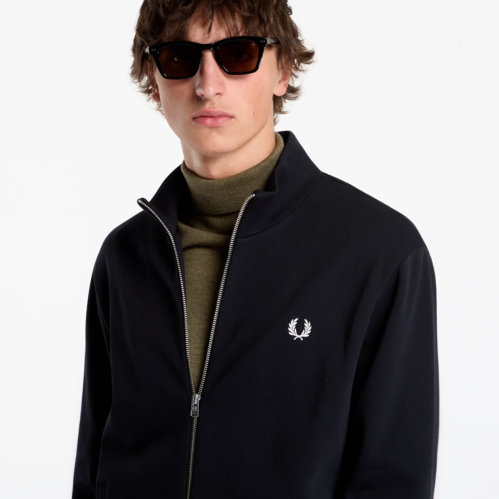 Hoodies en truien FRED PERRY Zip Through Sweatshirt Black