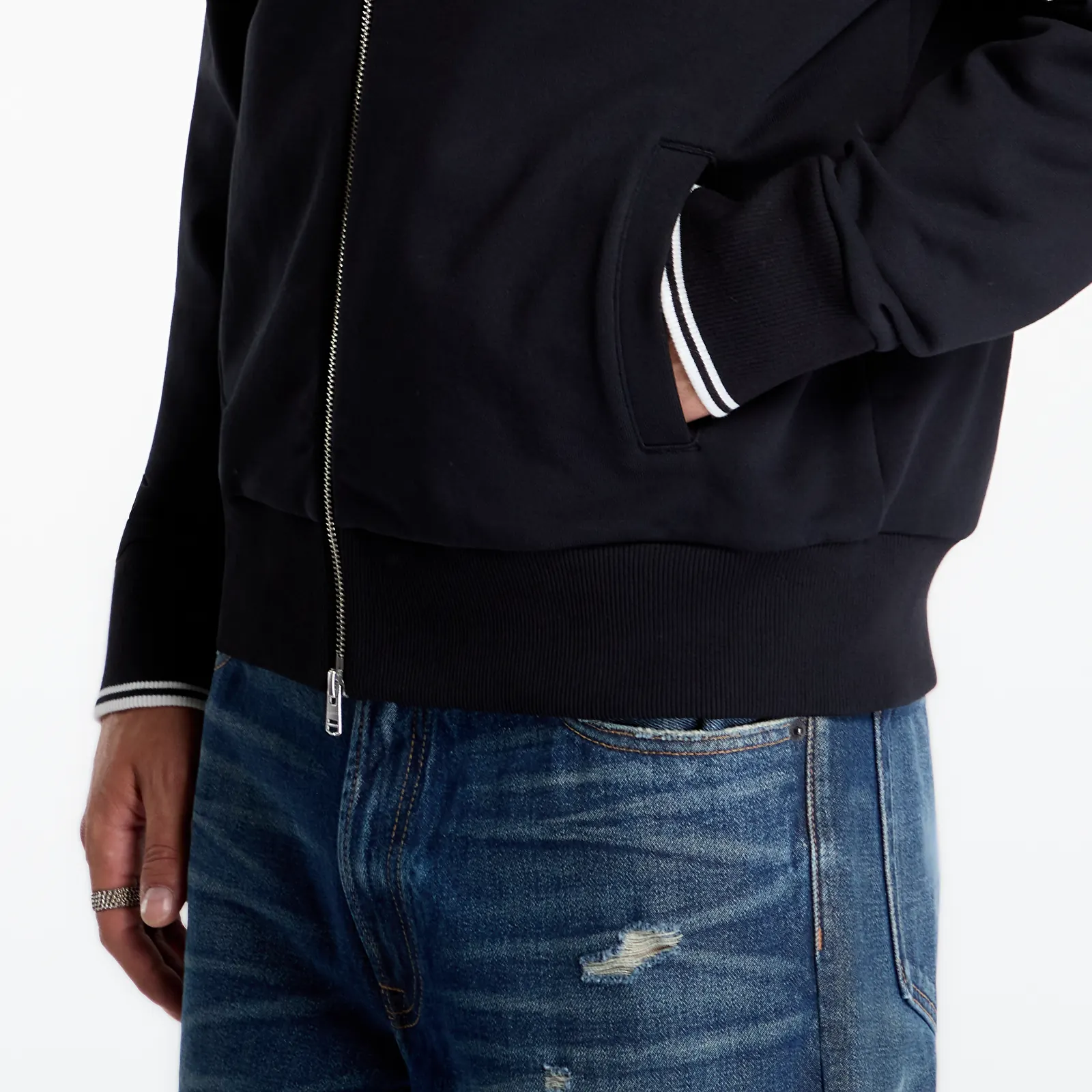 Hoodies en truien FRED PERRY Zip Through Sweatshirt Black