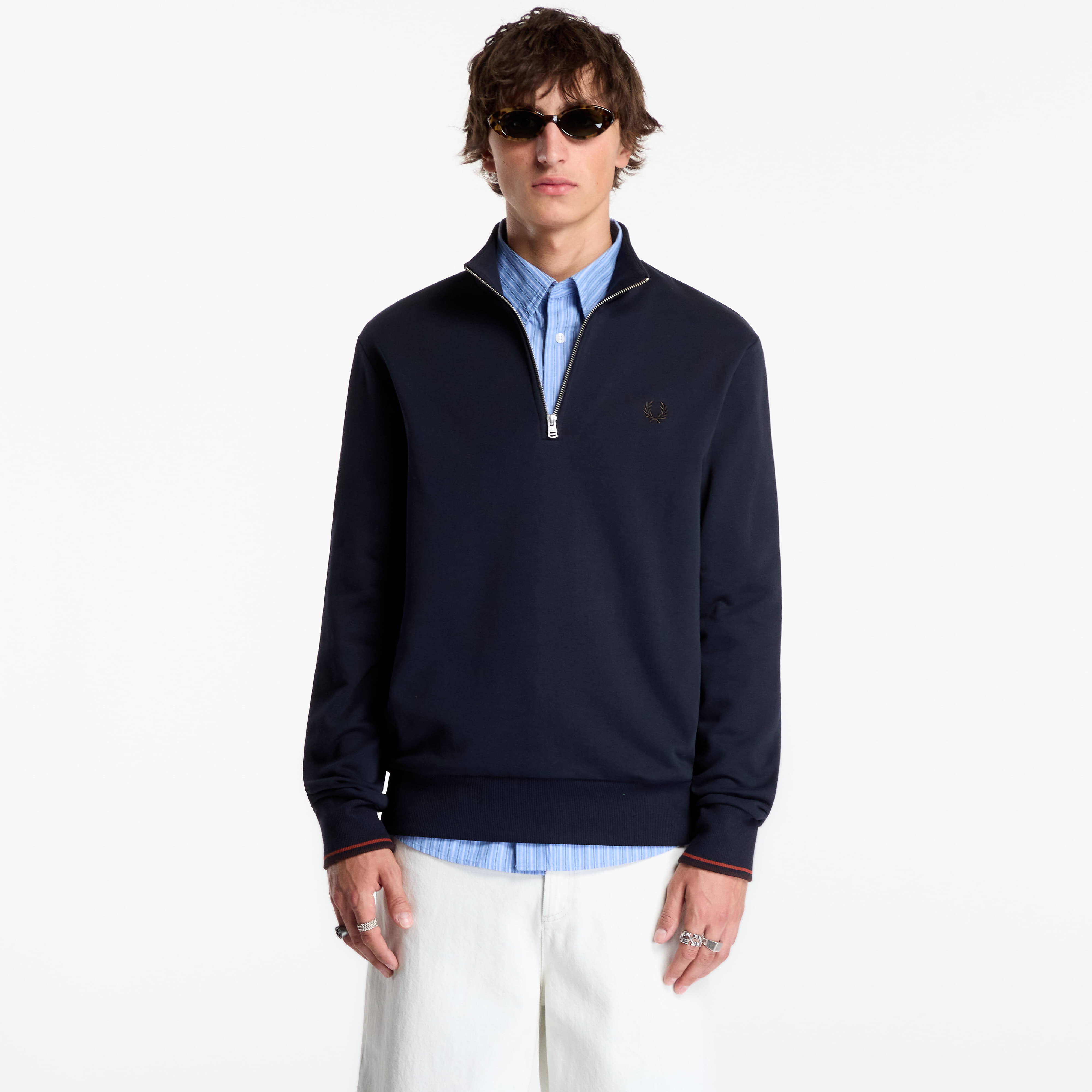 Суитшърт FRED PERRY Half Zip Sweatshirt Navy L