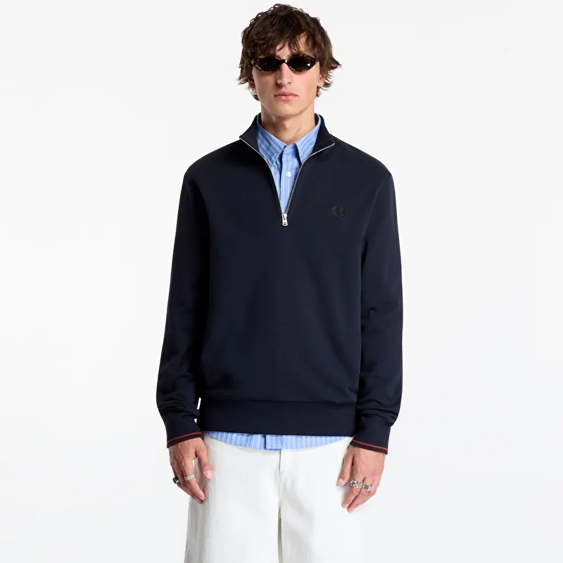 FRED PERRY Half Zip Sweatshirt Navy
