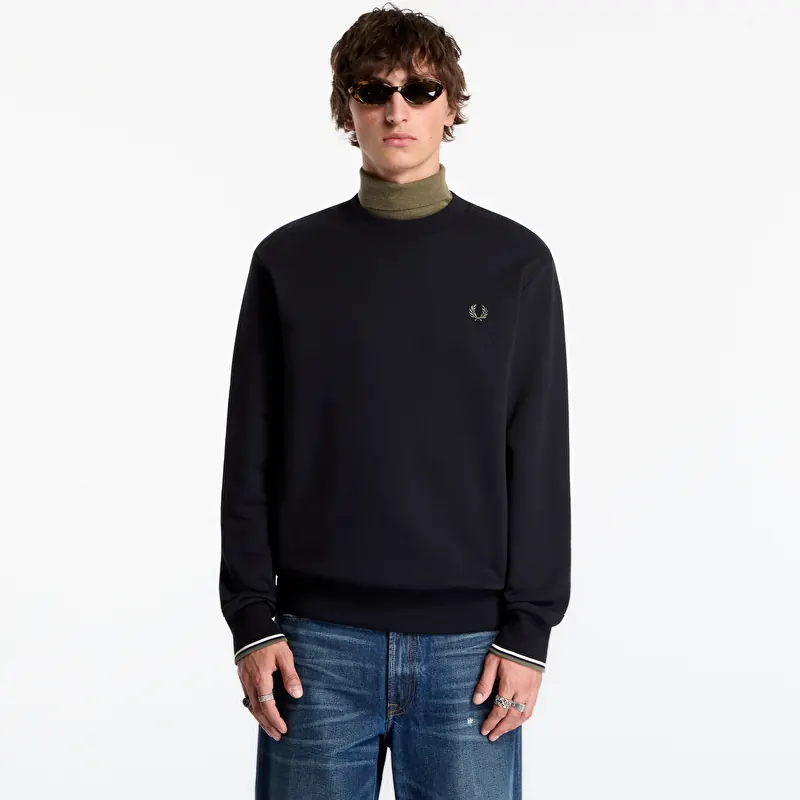 FRED PERRY Crew Neck Sweatshirt Blk/ Ecr/ Lrlwgren