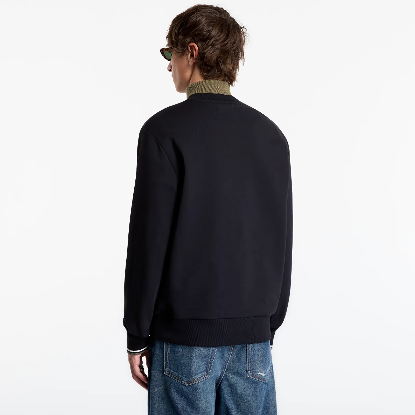 Mikiny FRED PERRY Crew Neck Sweatshirt Blk/ Ecr/ Lrlwgren