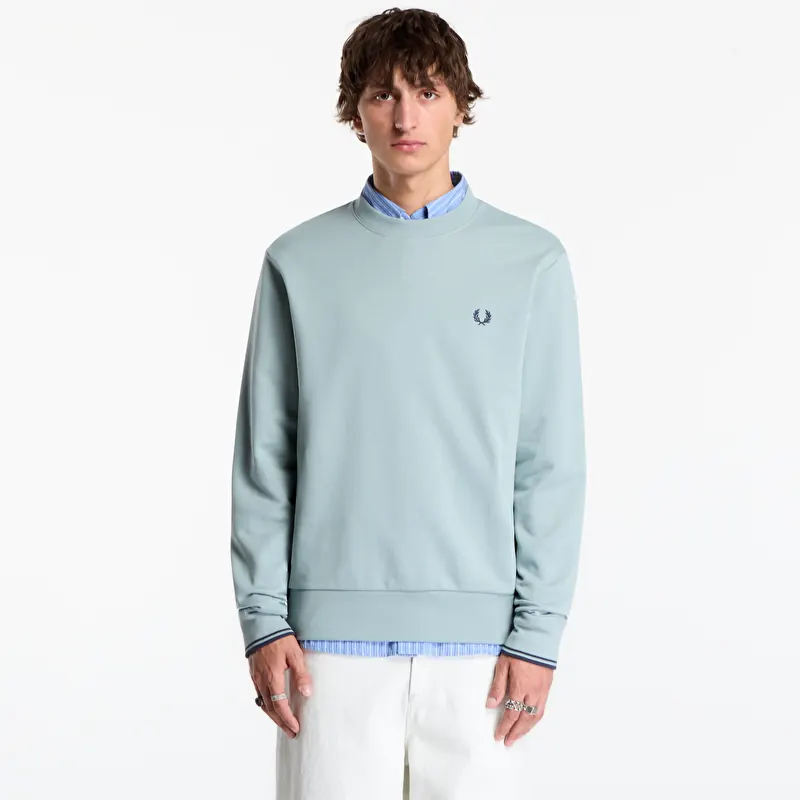 FRED PERRY Crew Neck Sweatshirt Silver Blue