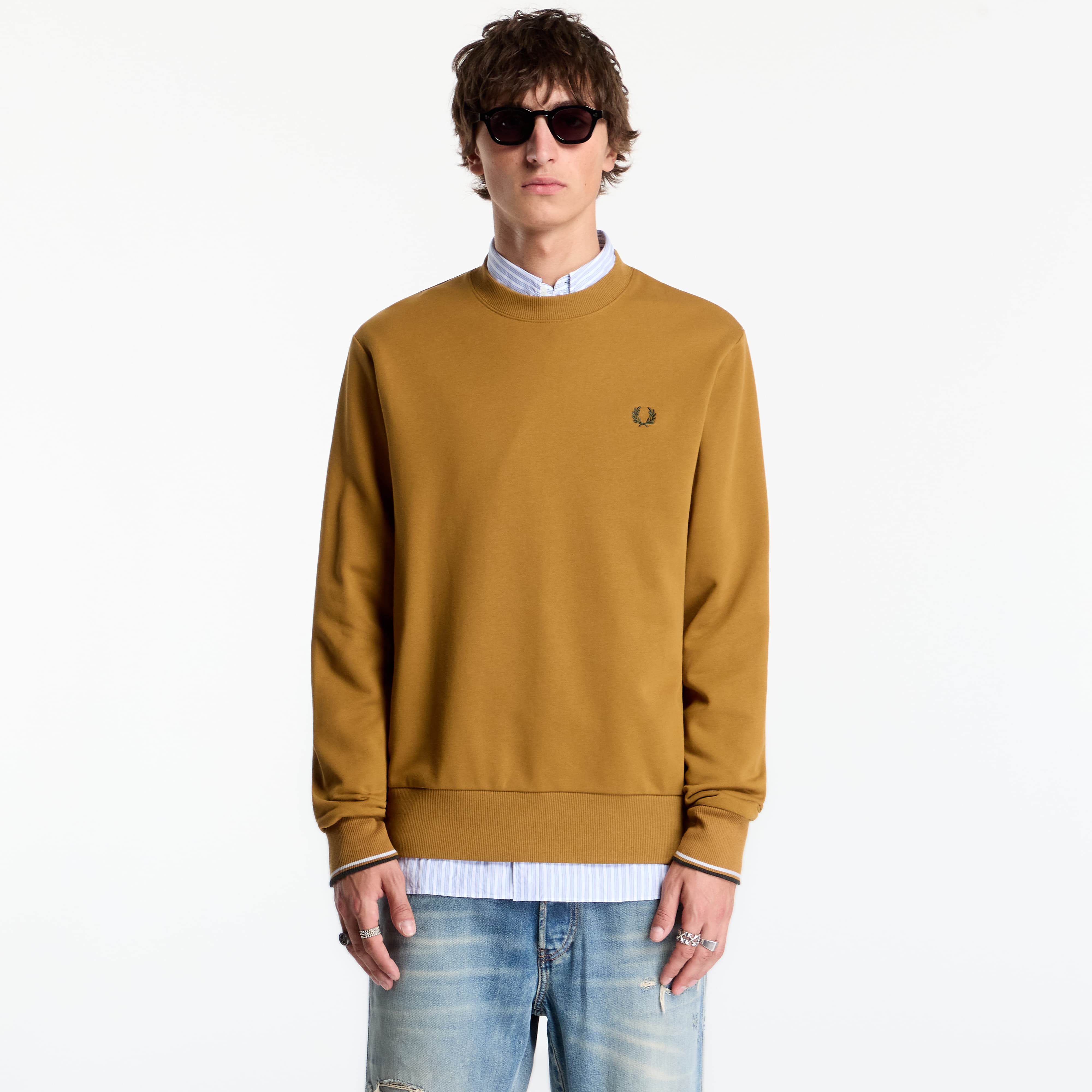 Суитшърт FRED PERRY Crew Neck Sweatshirt Mustard M