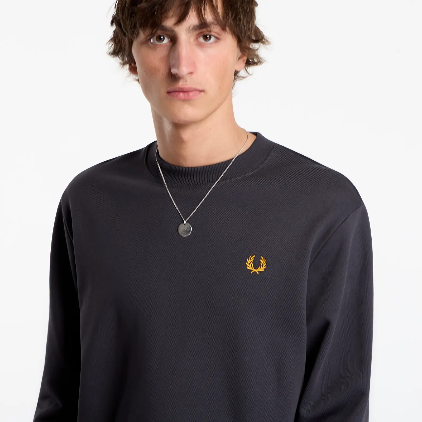 Hanorace pentru bărbați FRED PERRY Crew Neck Sweatshirt Grey