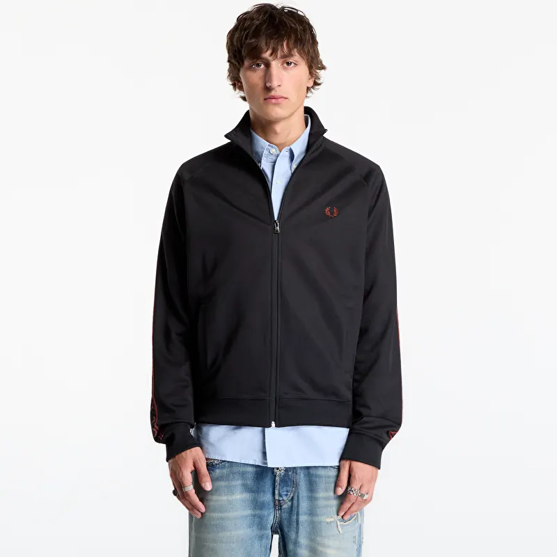 Sweatshirt FRED PERRY Contrast Tape Track Jacket Black
