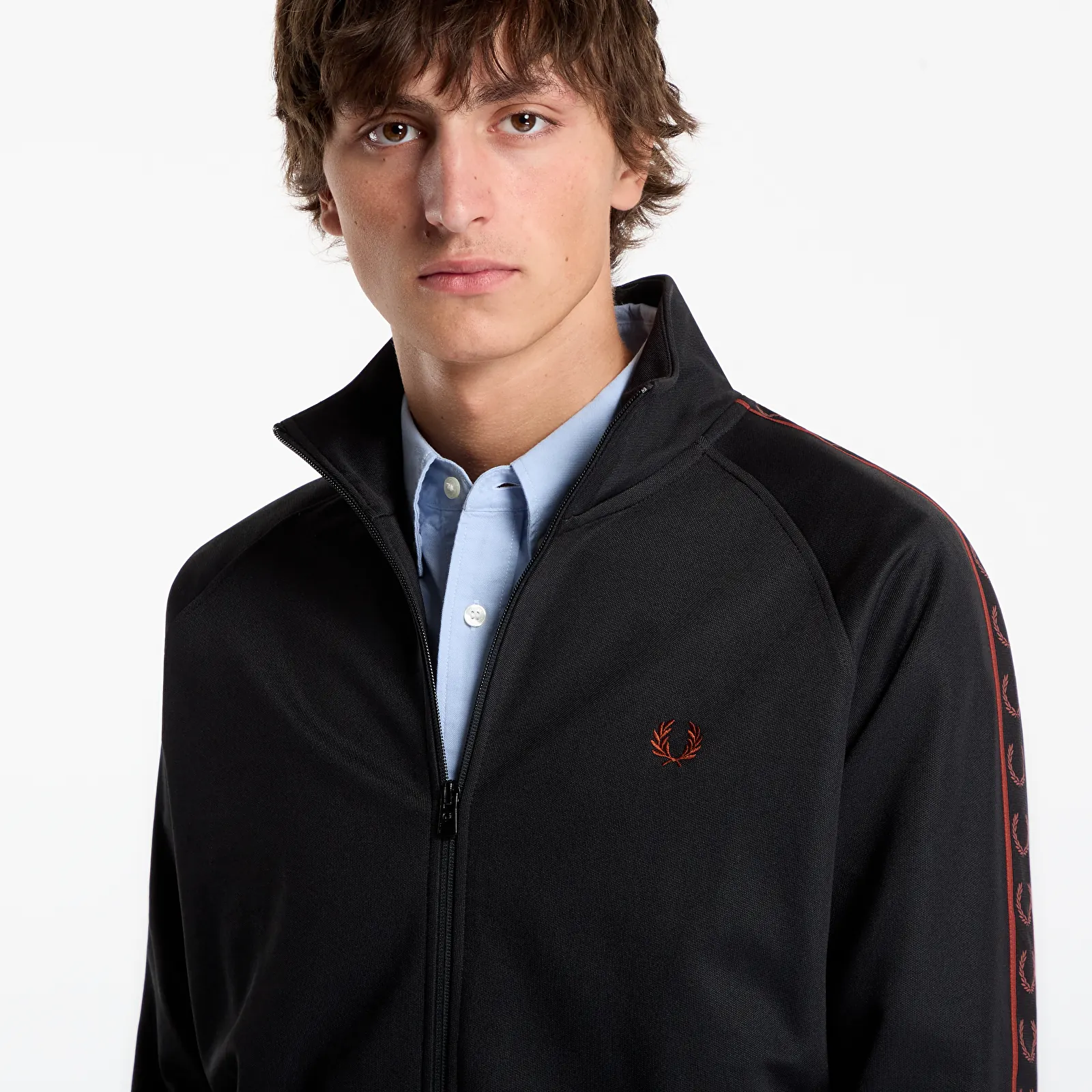 Men's hoodies FRED PERRY Contrast Tape Track Jacket Black