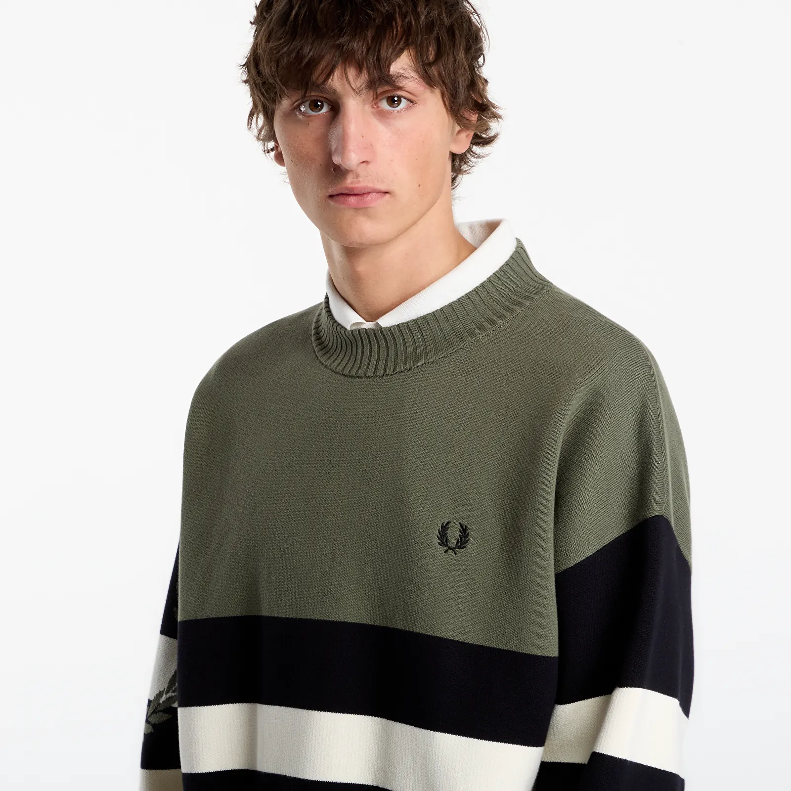 Gensere FRED PERRY Tipped Graphic Jumper Lrl Wrth Green