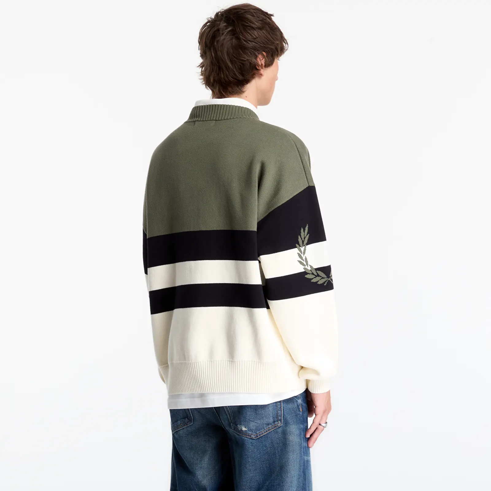 Gensere FRED PERRY Tipped Graphic Jumper Lrl Wrth Green