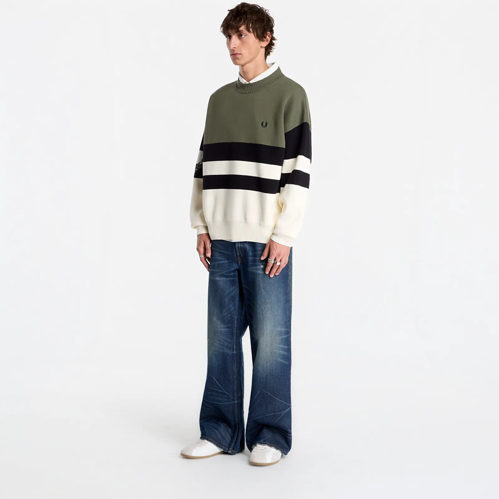 Gensere FRED PERRY Tipped Graphic Jumper Lrl Wrth Green