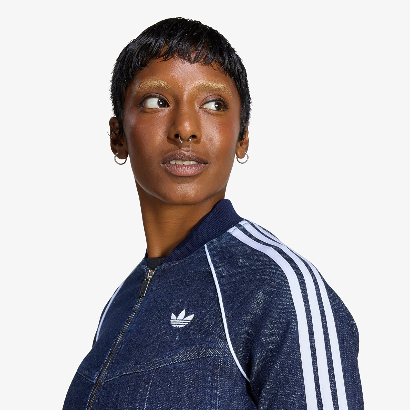 Striukės adidas Superstar Denim Corset Track Top Indigo Denim