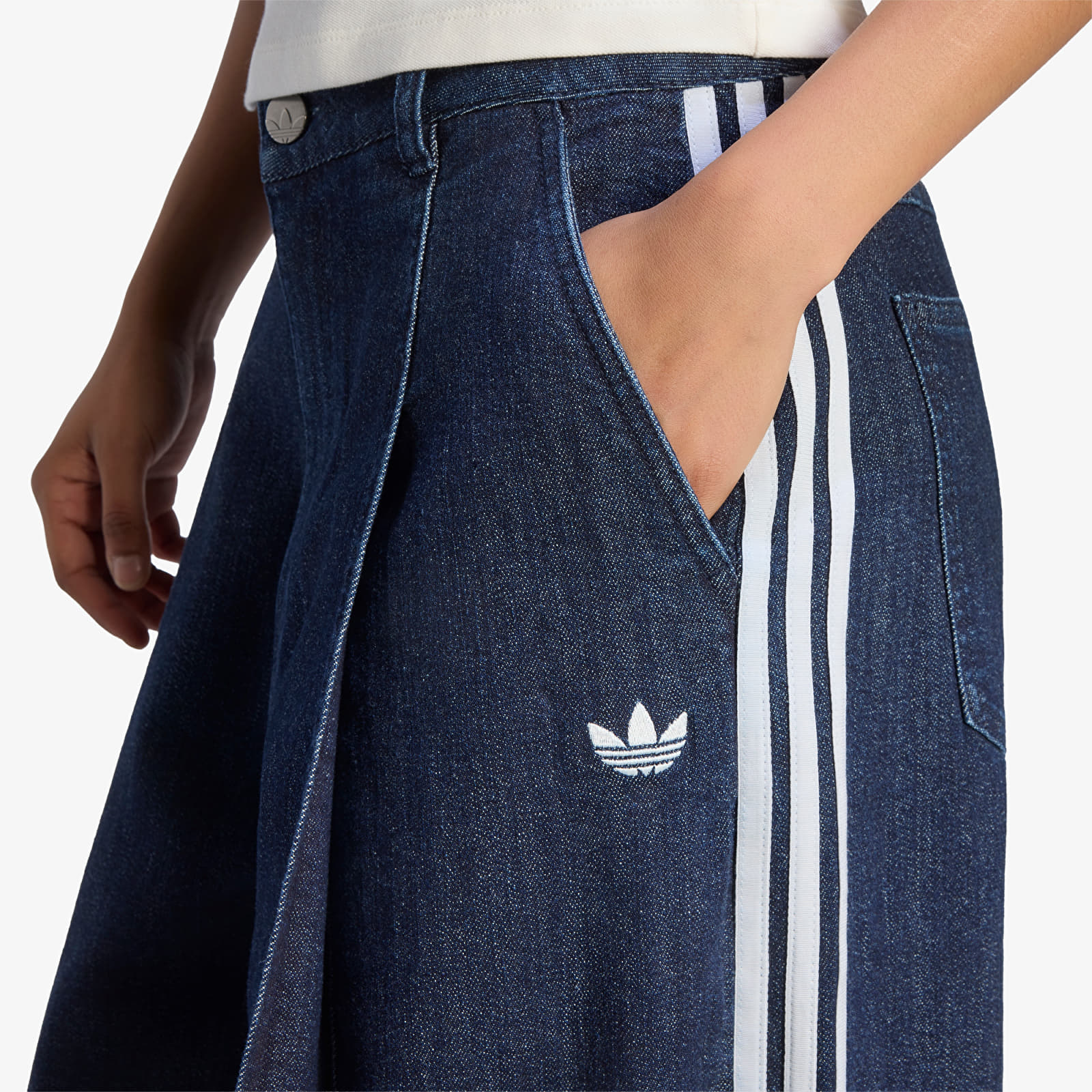 Женские брюки adidas Denim Pleats Wide Leg Indigo Denim