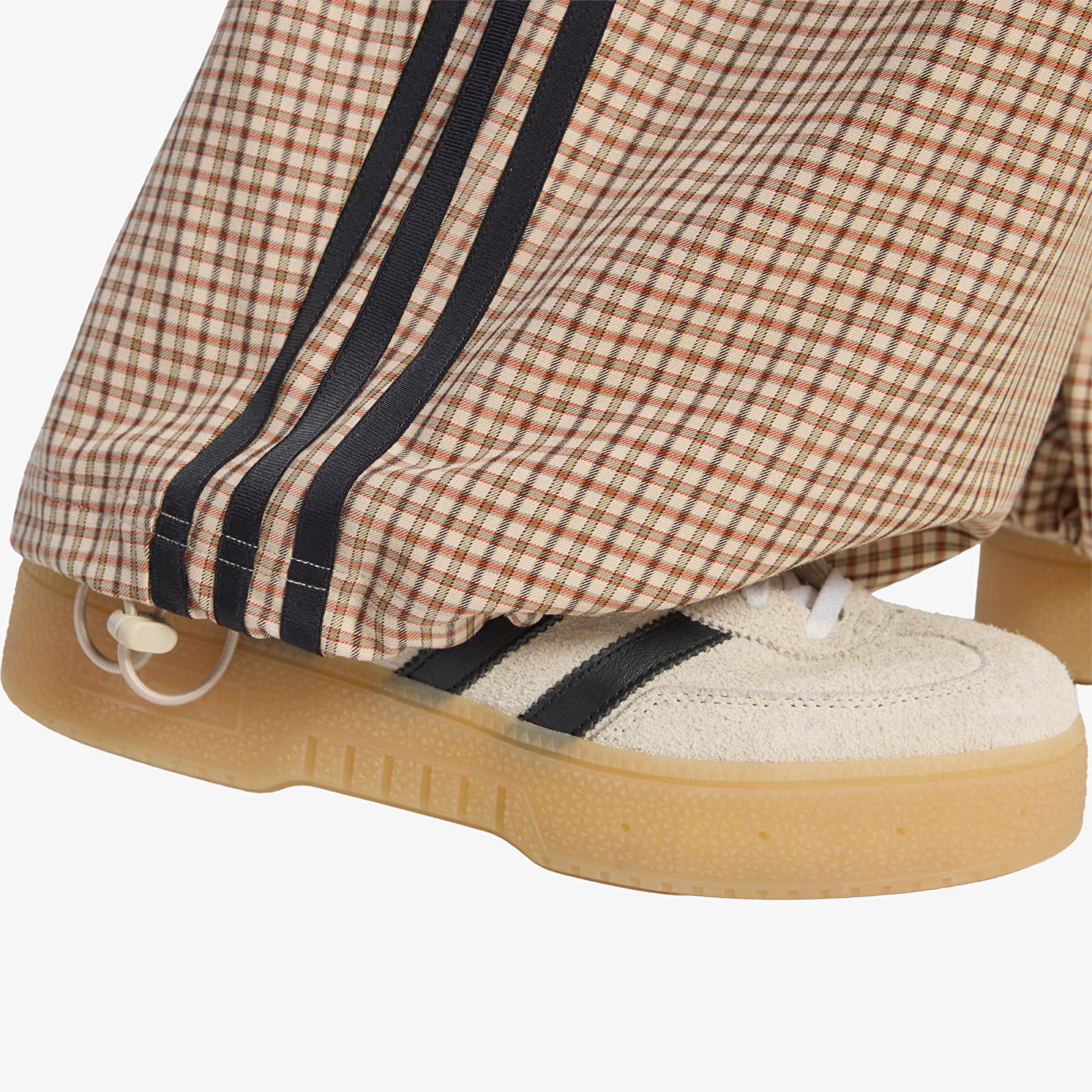 Hosen adidas Checks Trouser Loose Crystal Linen/ Aurora Coffee/ Orbit Green