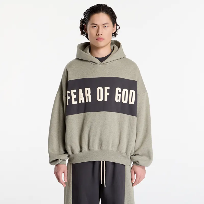 Sweatshirt Fear Of God Essentials Cropped Relaxed Panelled Hoodie Seal Heather/ Iron Grey