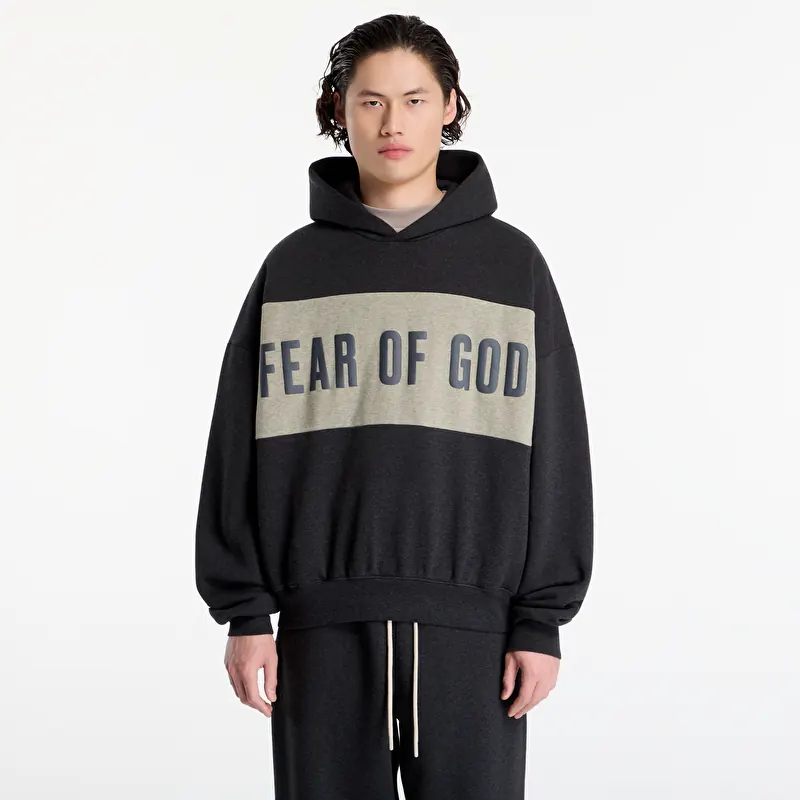 Sweatshirt Fear Of God Essentials Cropped Relaxed Panelled Hoodie Iron Grey Heather/ Seal Heather