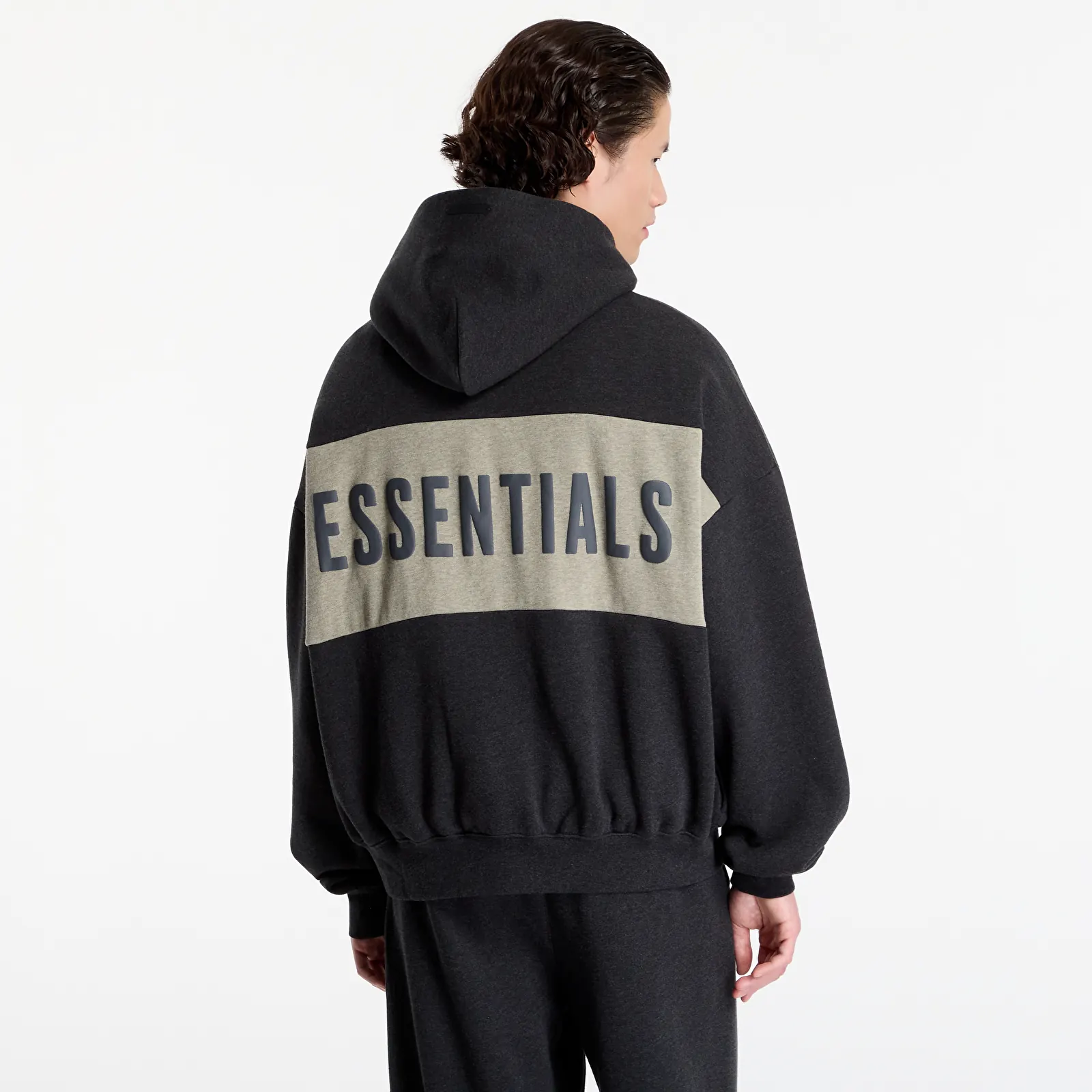 Kapuutsikud ja kampsunid Fear Of God Essentials Cropped Relaxed Panelled Hoodie Iron Grey Heather/ Seal Heather