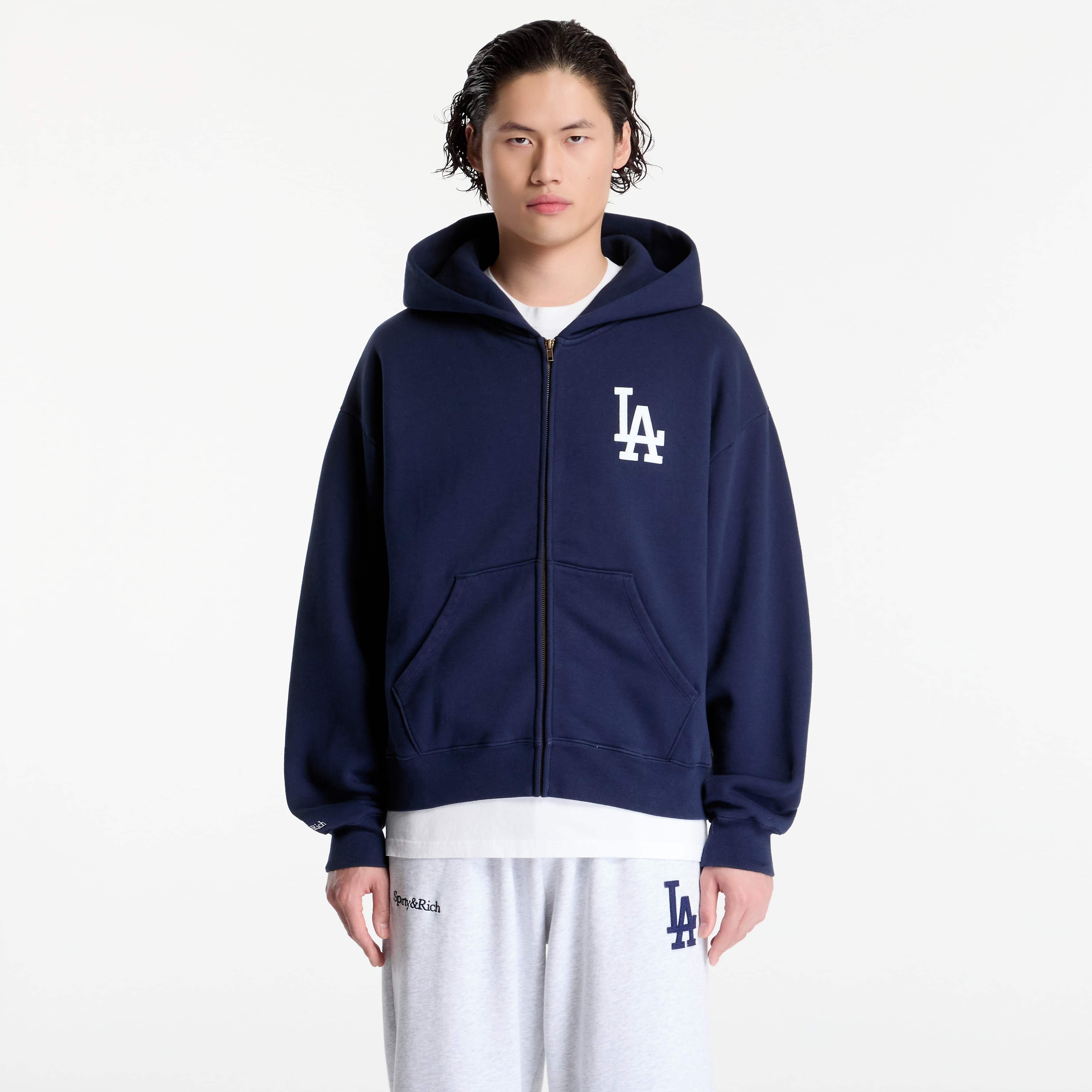 Sweatshirt Sporty & Rich LA Serif Zip Hoodie UNISEX Dark Navy S