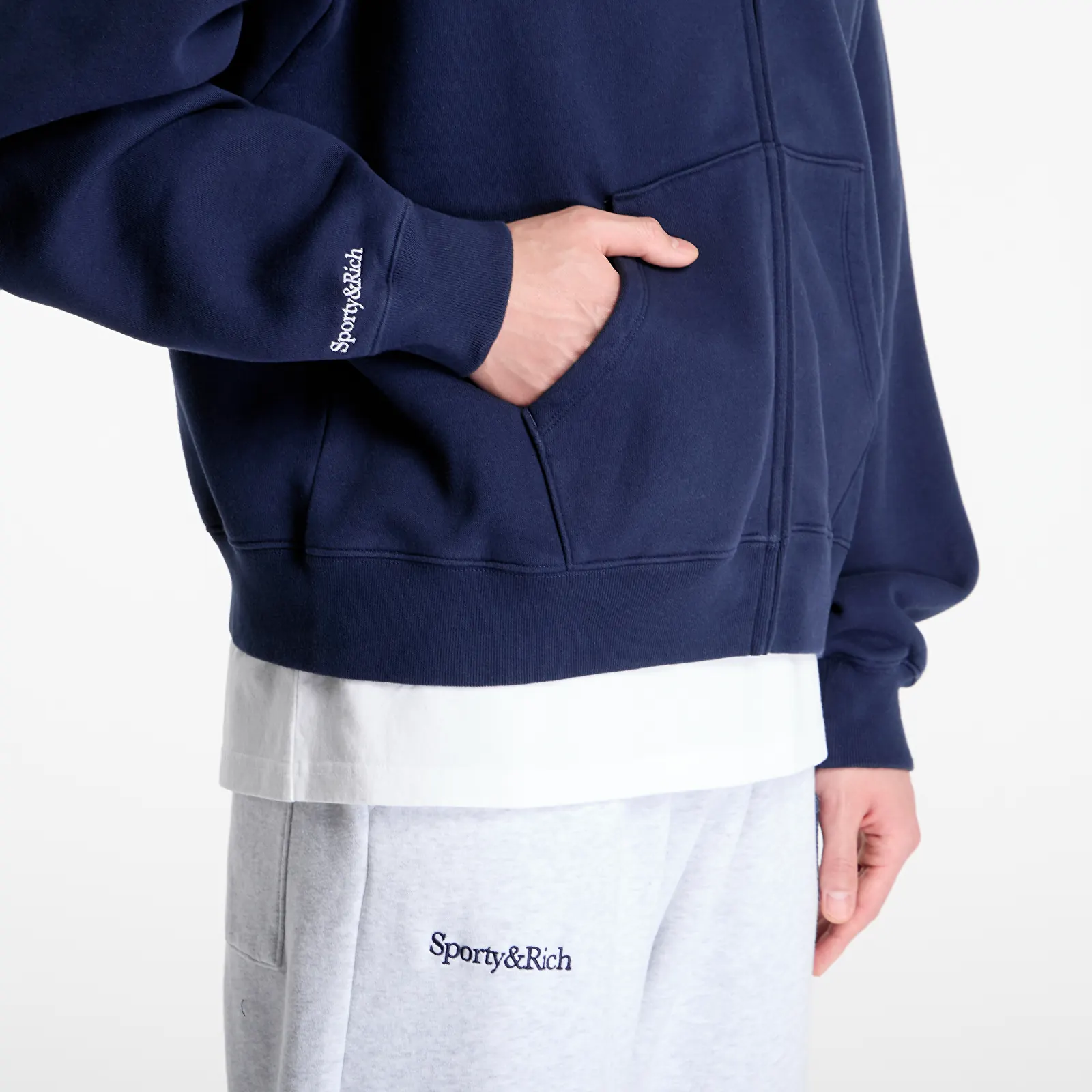 Hoodies and sweatshirts  Sporty & Rich LA Serif Zip Hoodie UNISEX Dark Navy