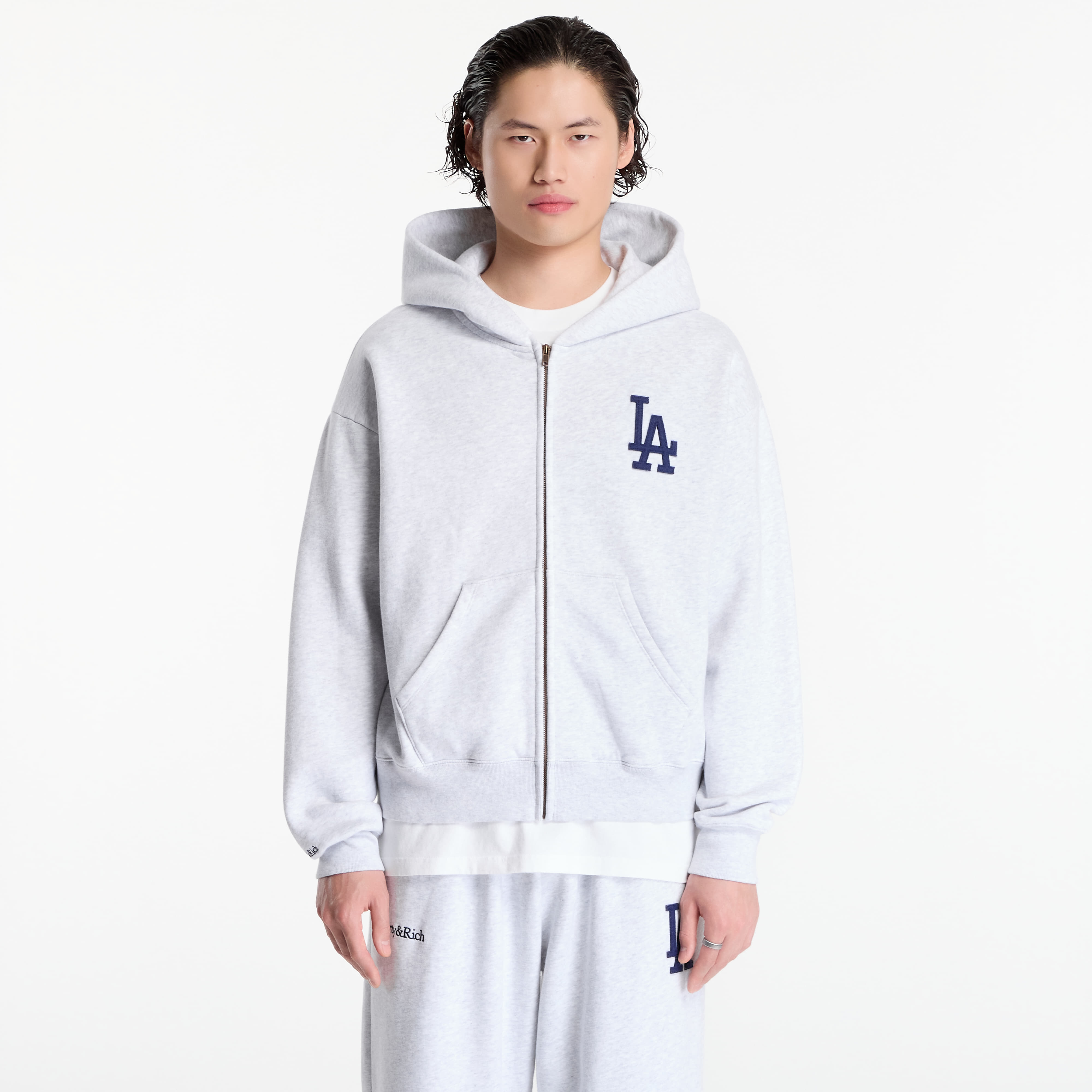 Sweatshirt Sporty & Rich LA Serif Zip Hoodie UNISEX Heather Gray XXL