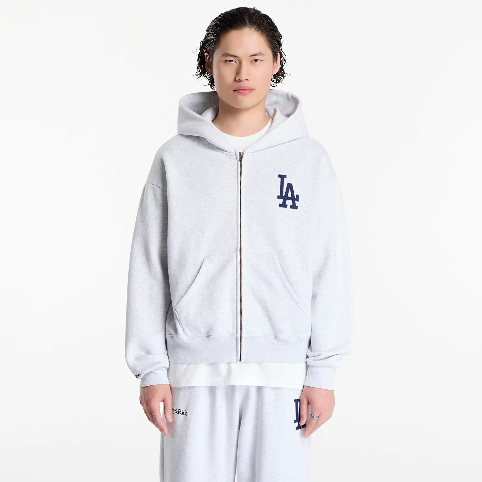 Hoodies and sweatshirts  Sporty & Rich LA Serif Zip Hoodie UNISEX Heather Gray