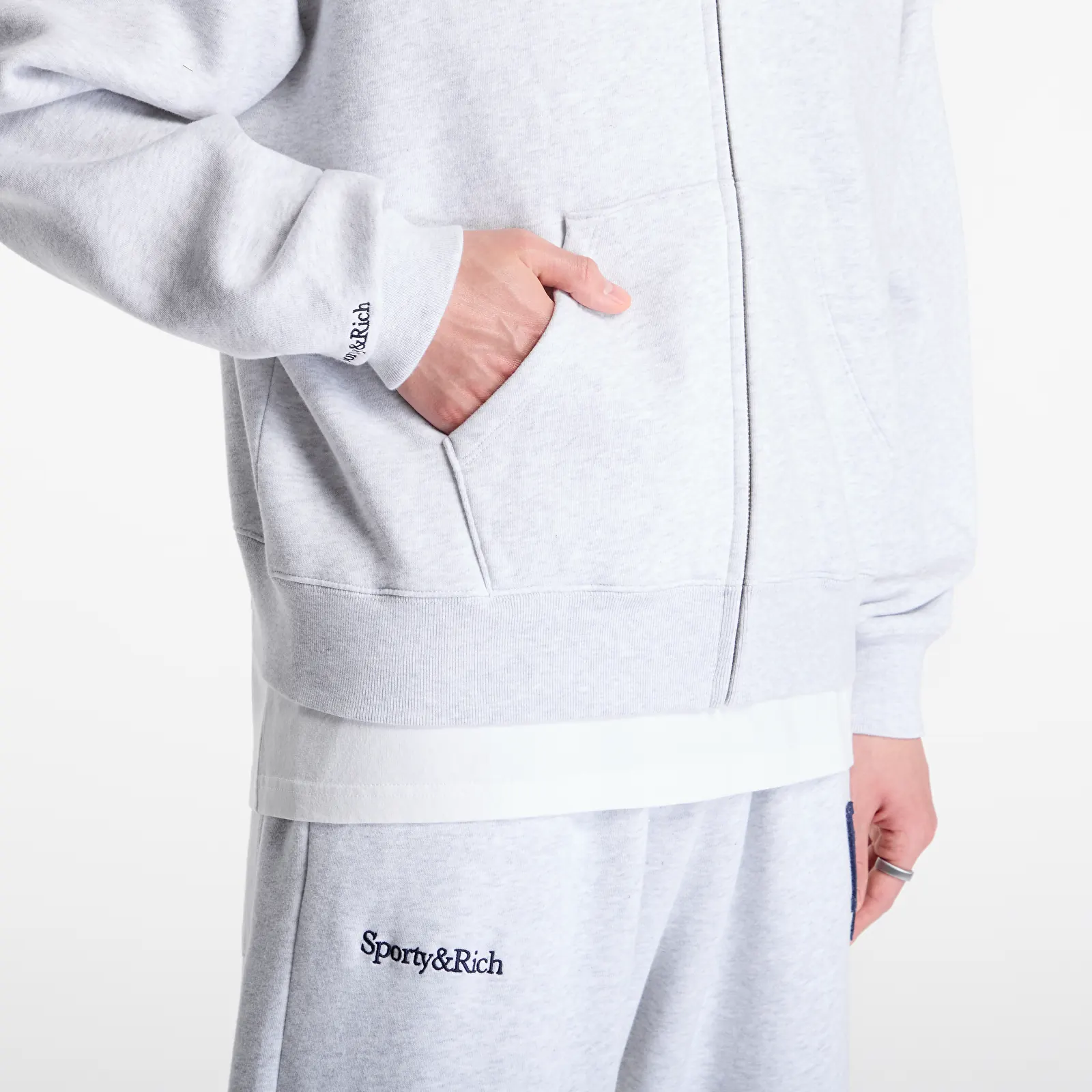 Hoodies and sweatshirts  Sporty & Rich LA Serif Zip Hoodie UNISEX Heather Gray