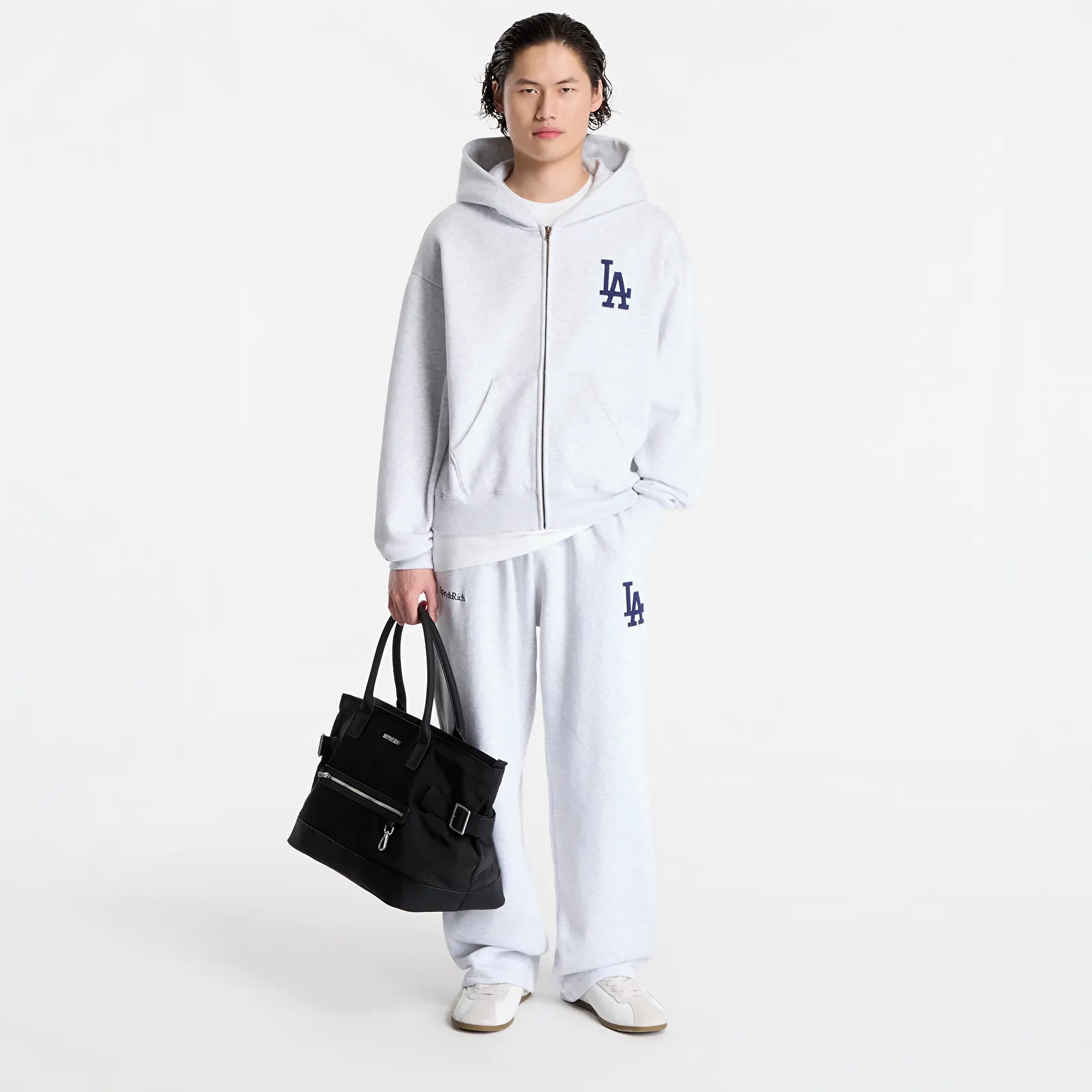 Hoodies and sweatshirts  Sporty & Rich LA Serif Zip Hoodie UNISEX Heather Gray