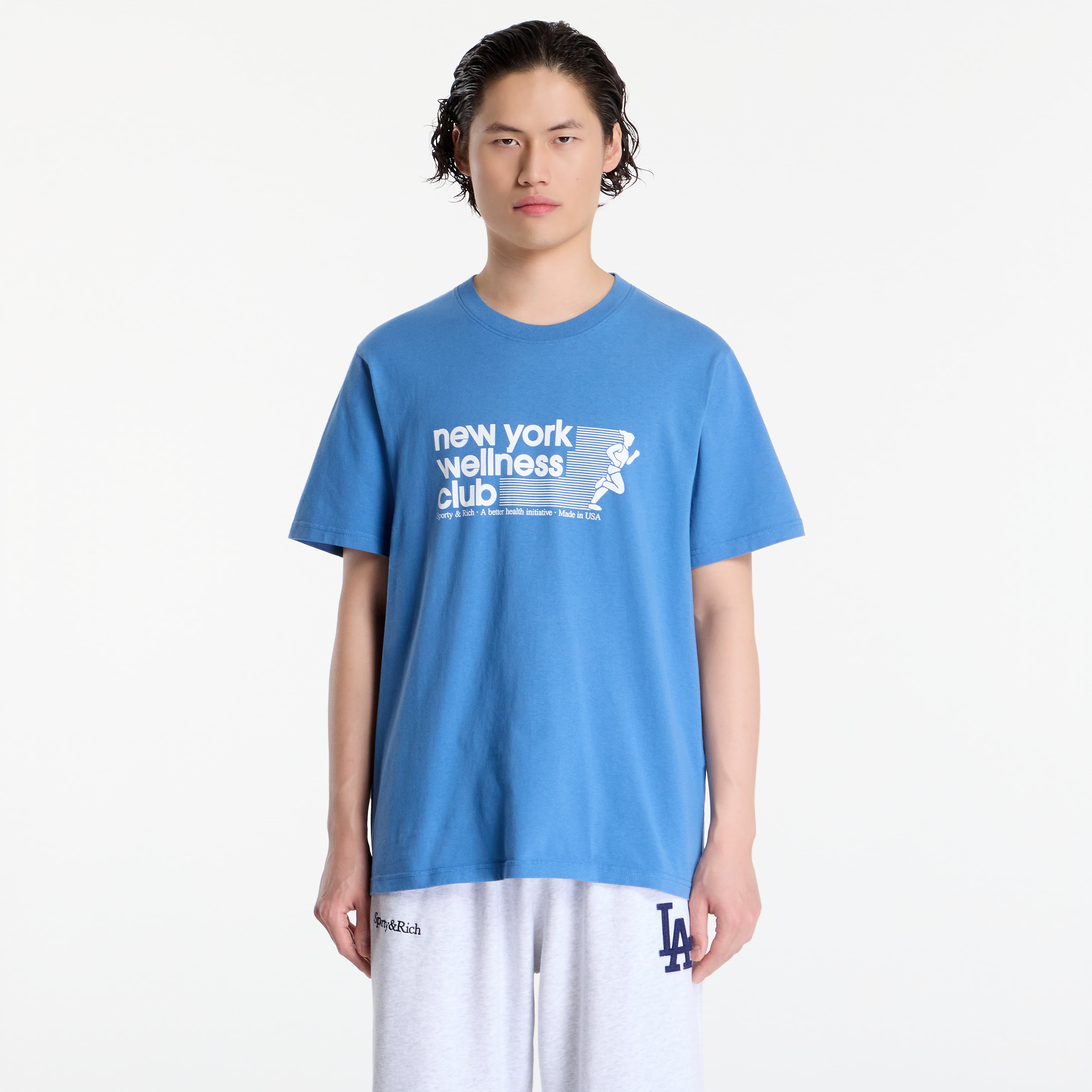 Тениска Sporty & Rich USA Wellness Club Tshirt UNISEX Dusty Blue L