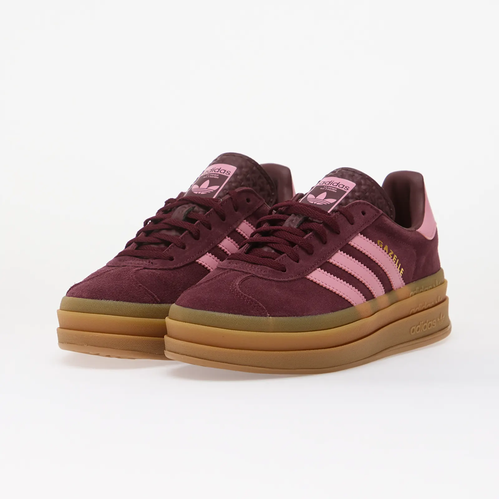 Adidași și încălțăminte pentru copii adidas Gazelle Bold Maroon/ St Tropic Bloom/ Gold Met.
