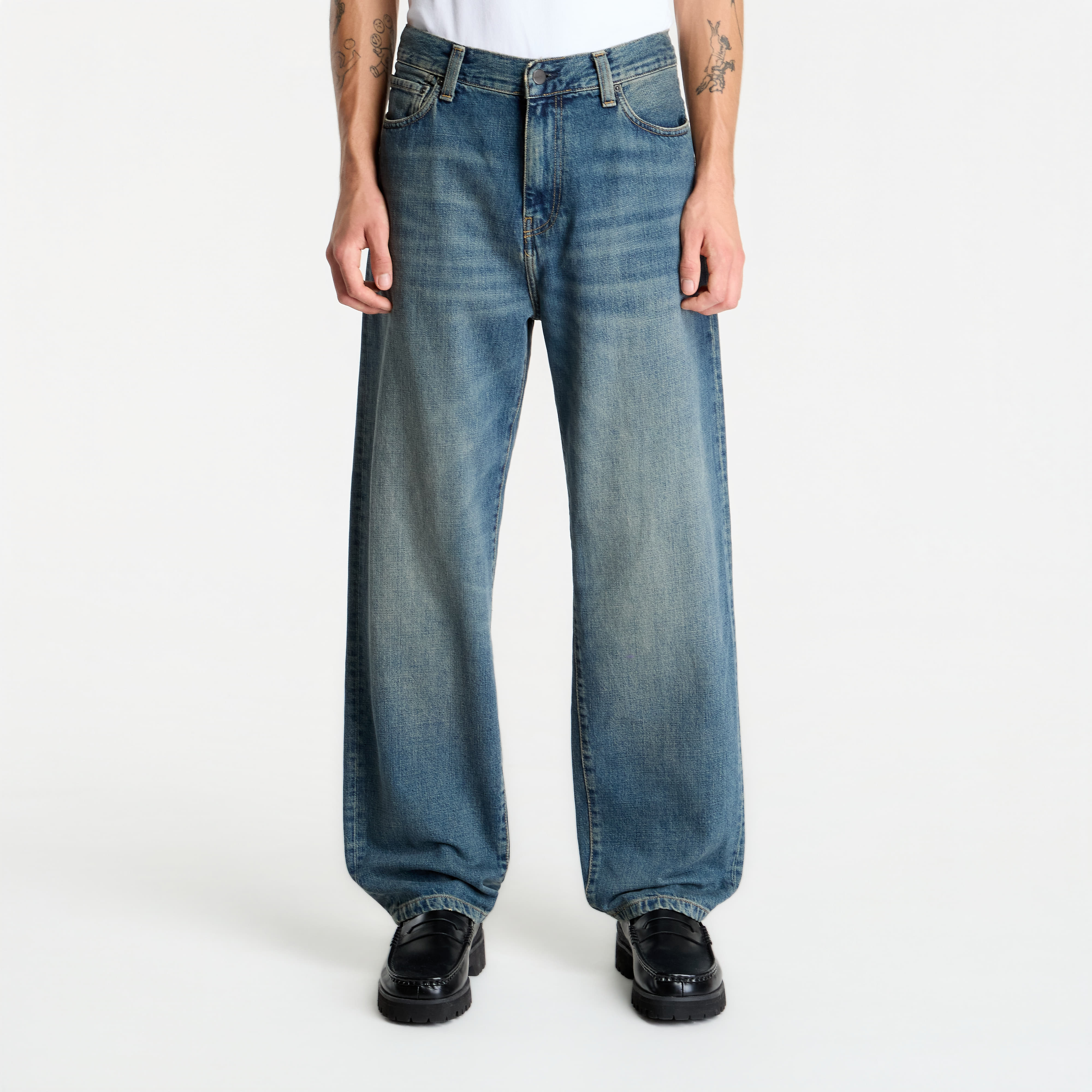 Pants Carhartt WIP Aaron Pant Blue Worn Used Wash 36