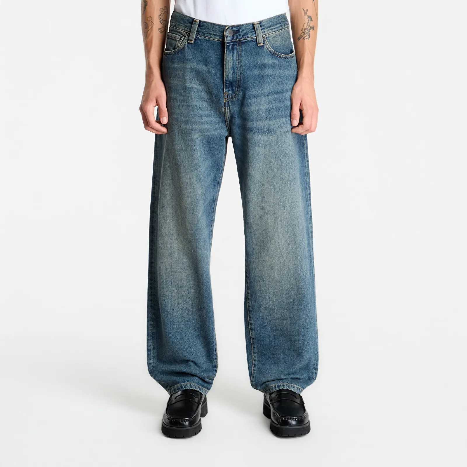 Džinsi Carhartt WIP Aaron Pant Blue Worn Used Wash