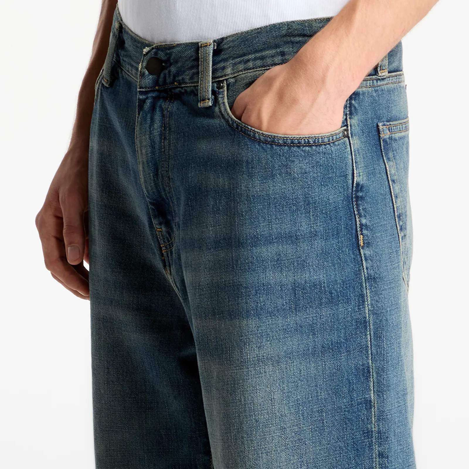 Džinsi Carhartt WIP Aaron Pant Blue Worn Used Wash