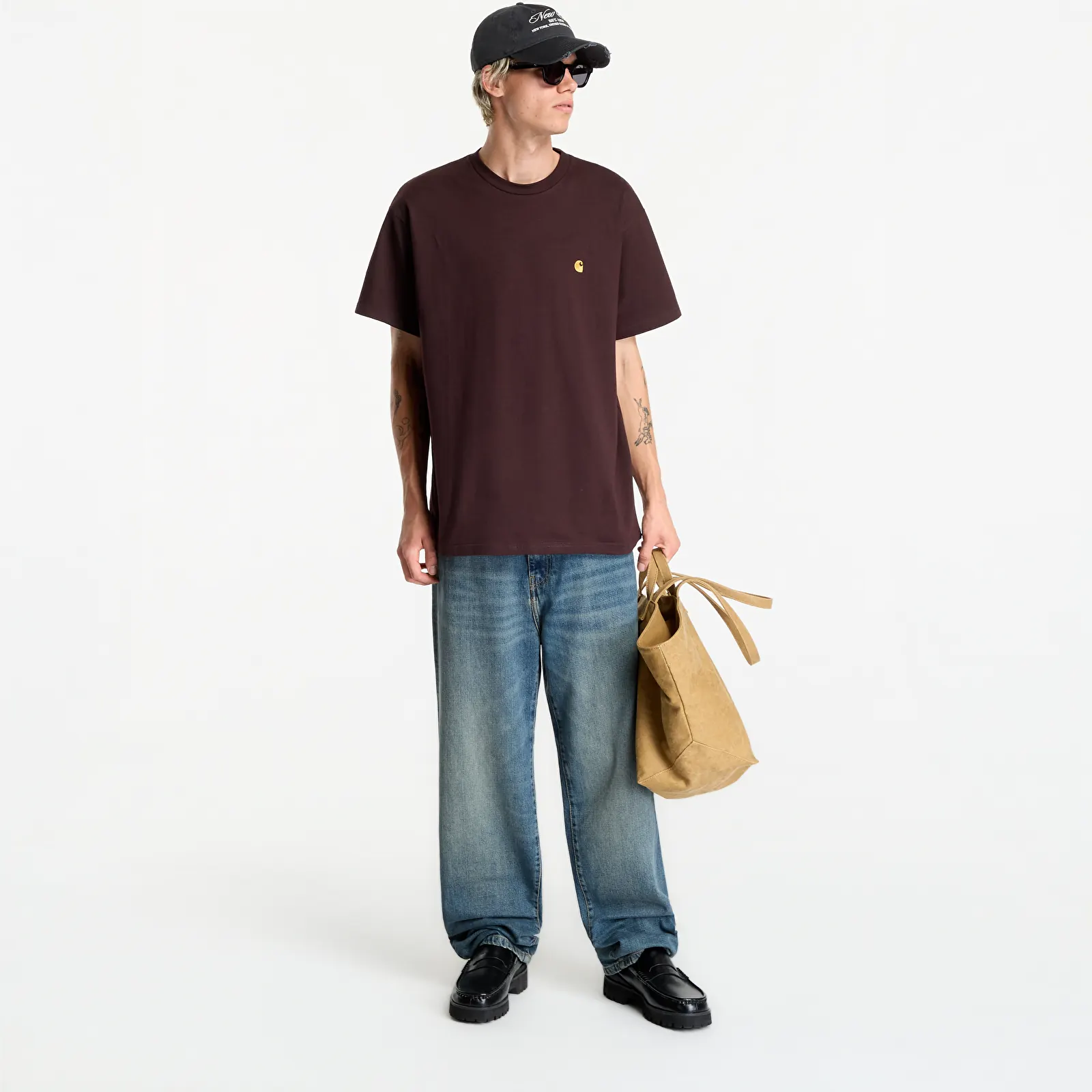 Pólók Carhartt WIP S/S Chase T-Shirt UNISEX Palisander/ Gold