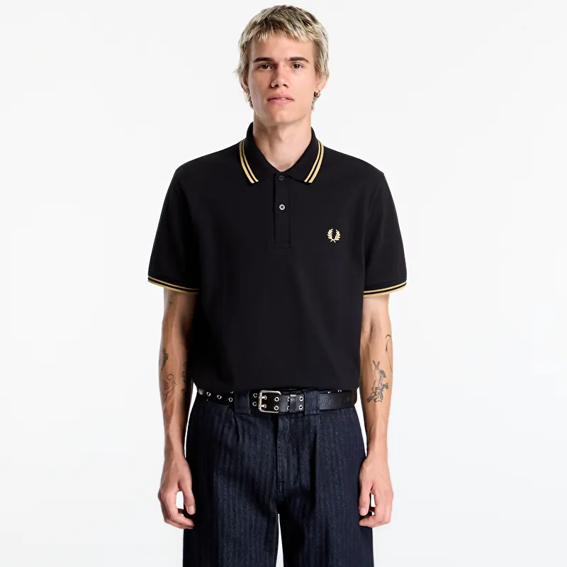 Tričko FRED PERRY Twin Tipped Fred Perry Shirt Black/ Champagne