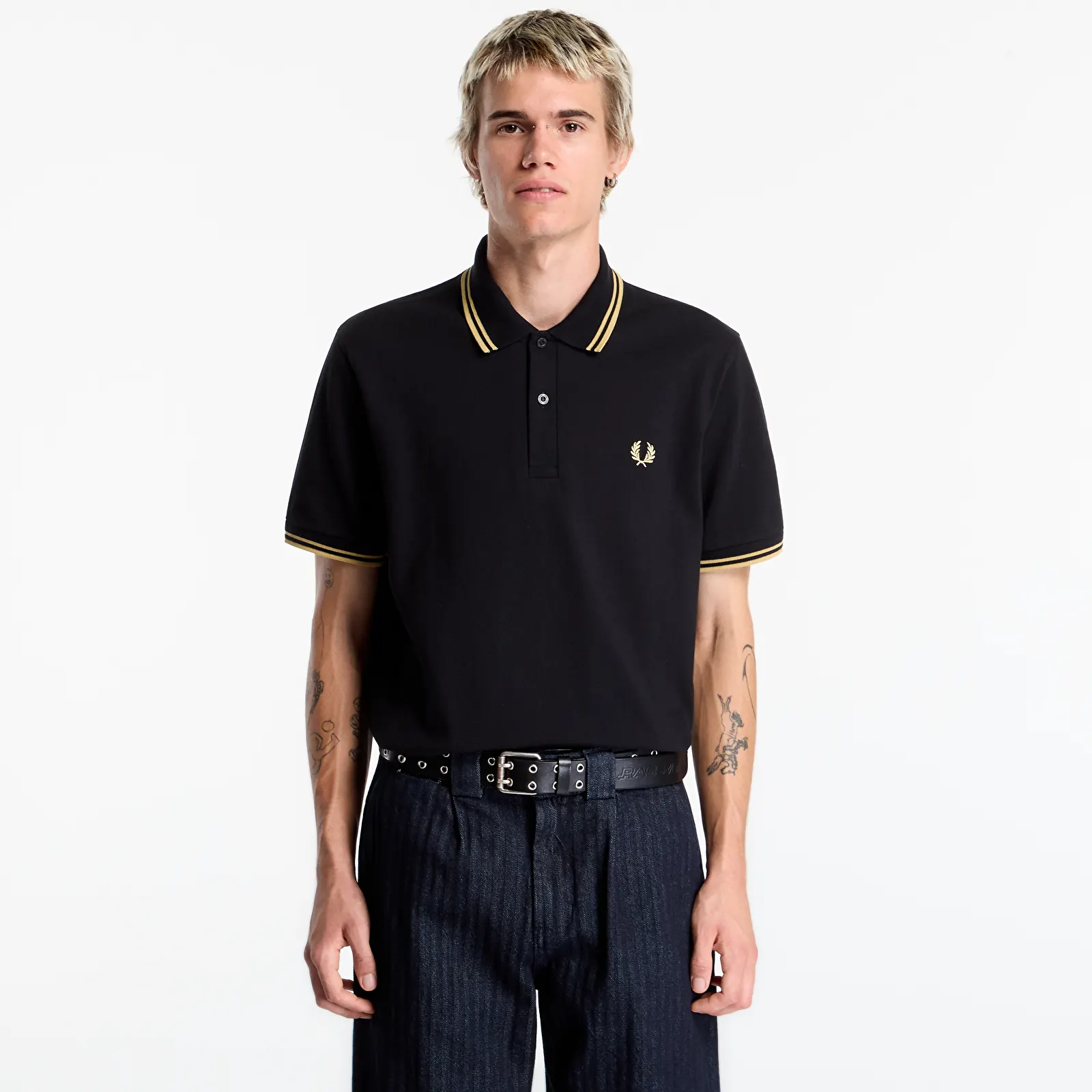 Koszulki FRED PERRY Twin Tipped Fred Perry Shirt Black/ Champagne