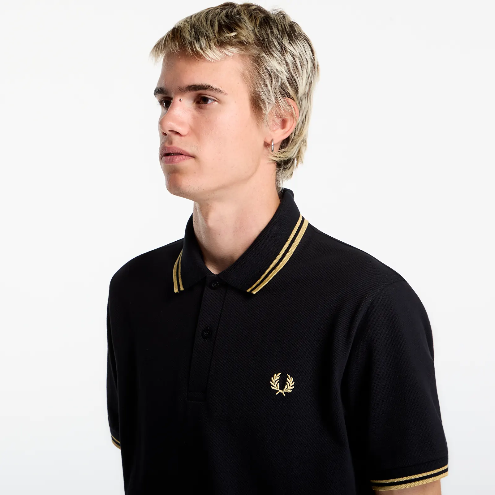 Koszulki FRED PERRY Twin Tipped Fred Perry Shirt Black/ Champagne