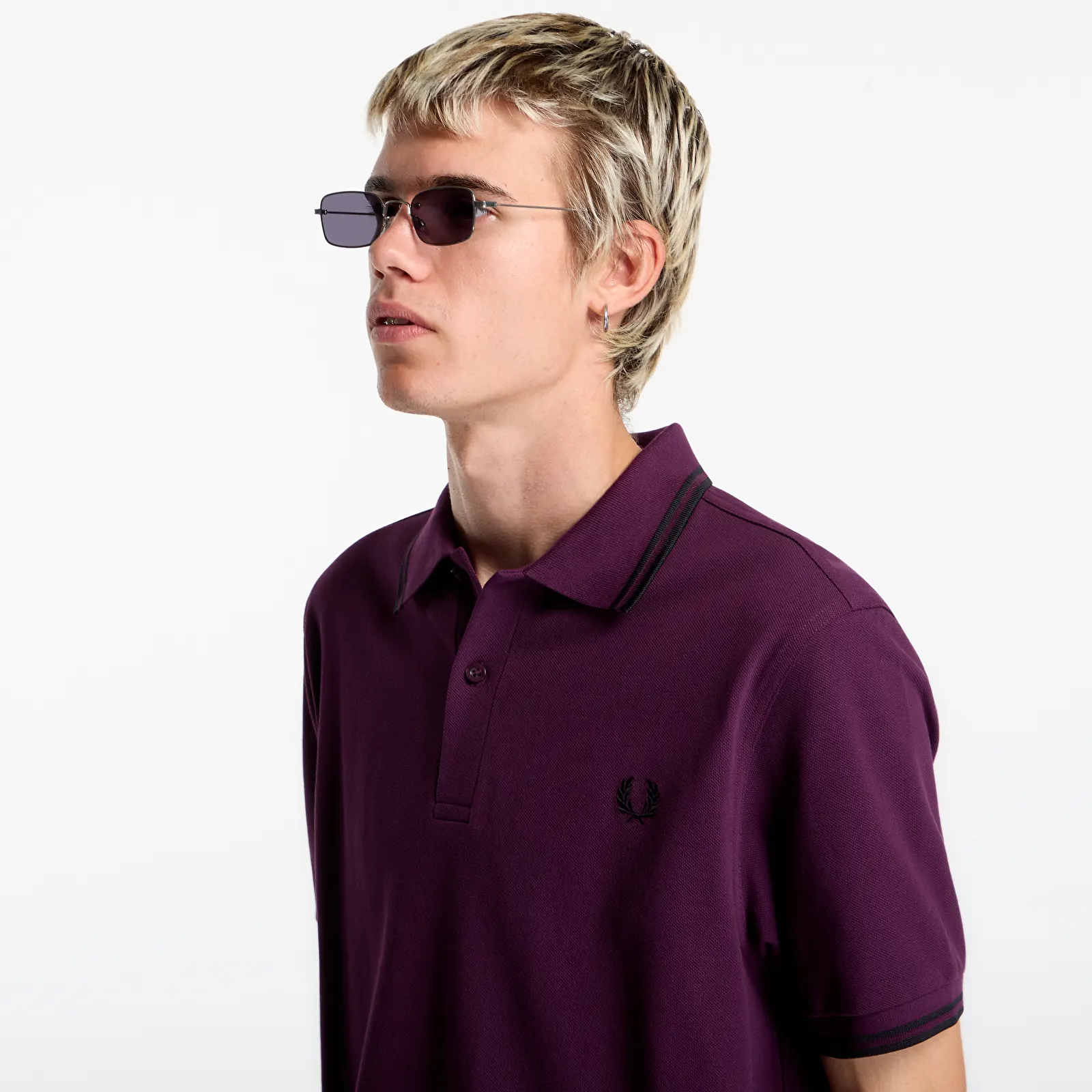 Marškinėliai FRED PERRY Twin Tipped Fred Perry Shirt Plum/Black