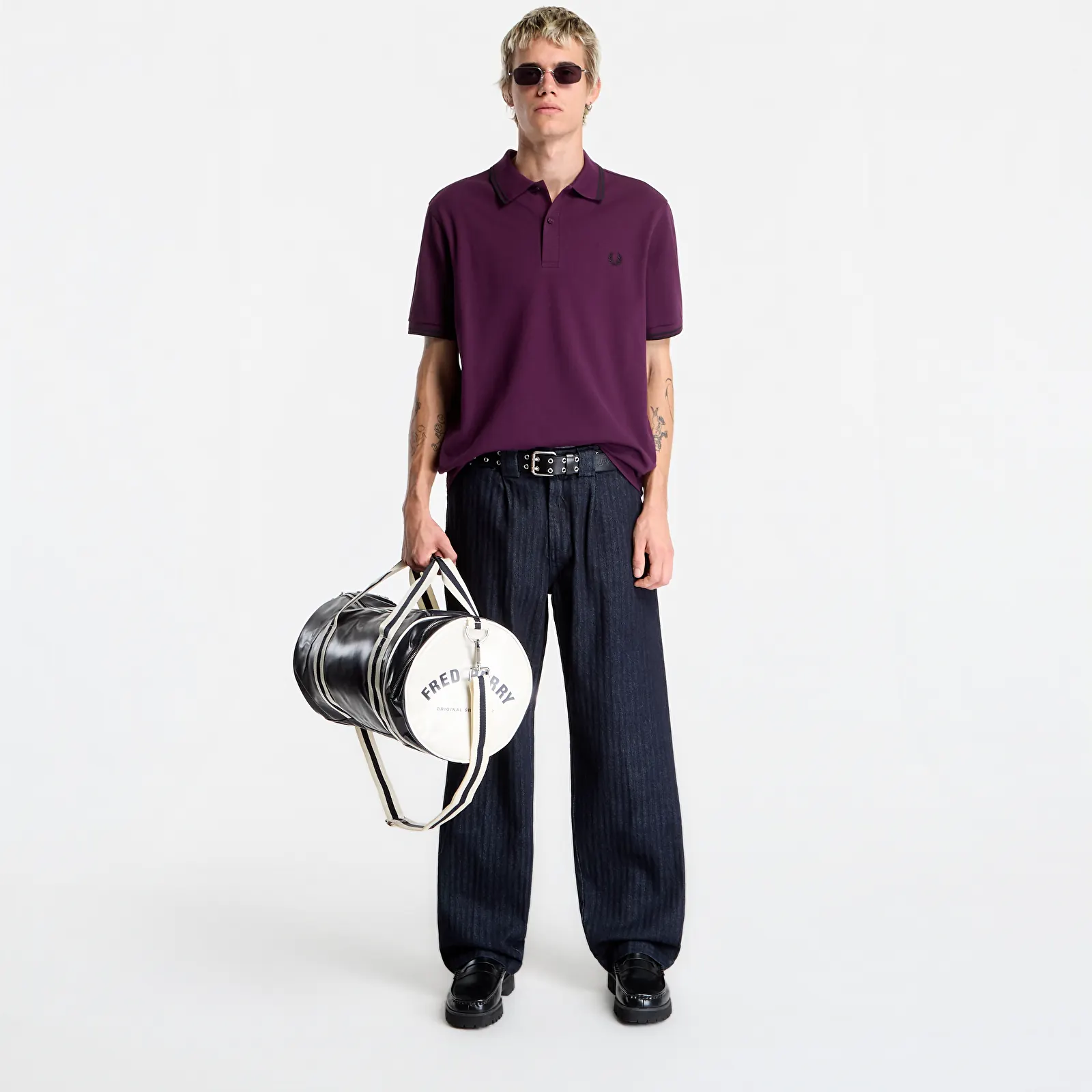 Marškinėliai FRED PERRY Twin Tipped Fred Perry Shirt Plum/Black