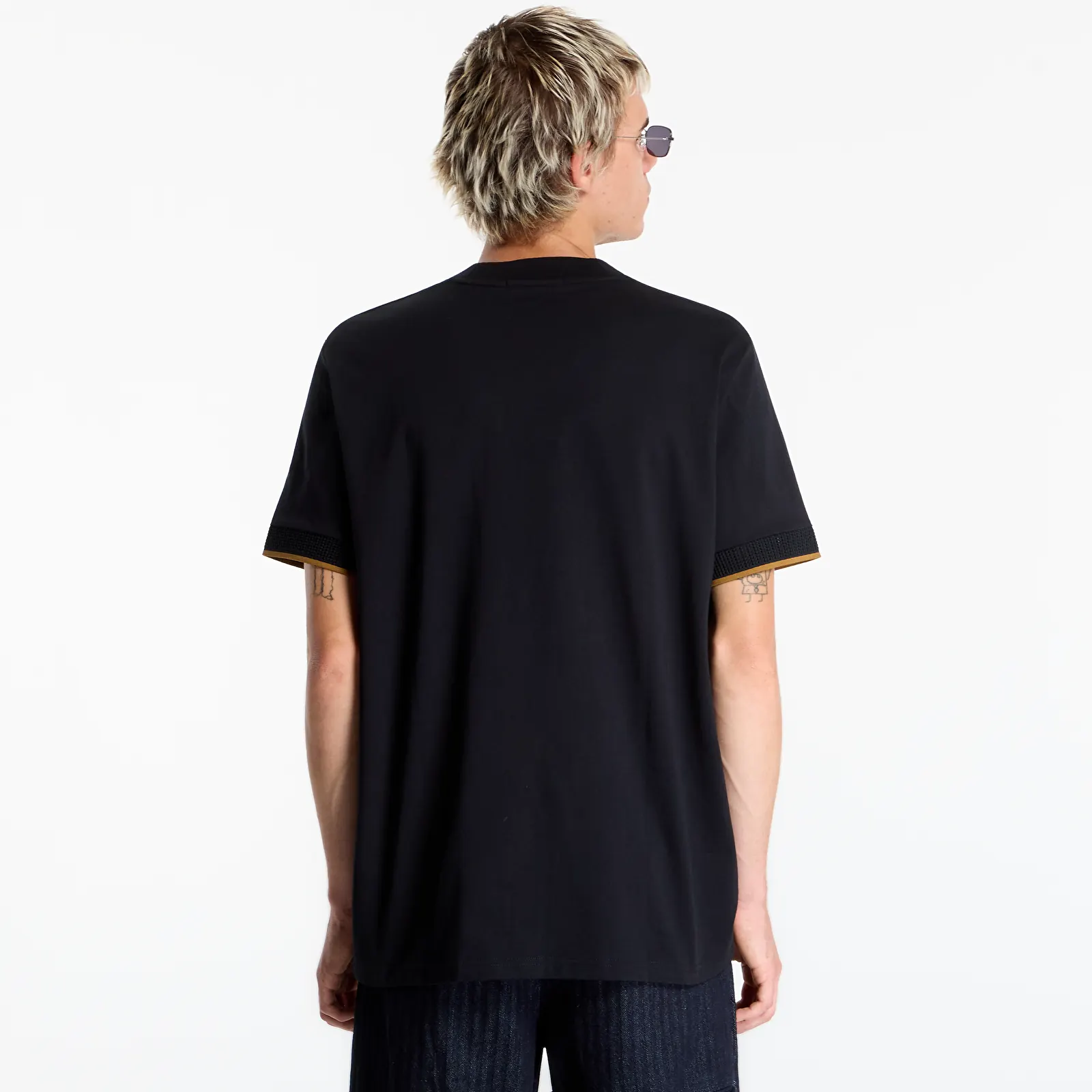 Tricouri  FRED PERRY Mesh Cuff Tshirt Black