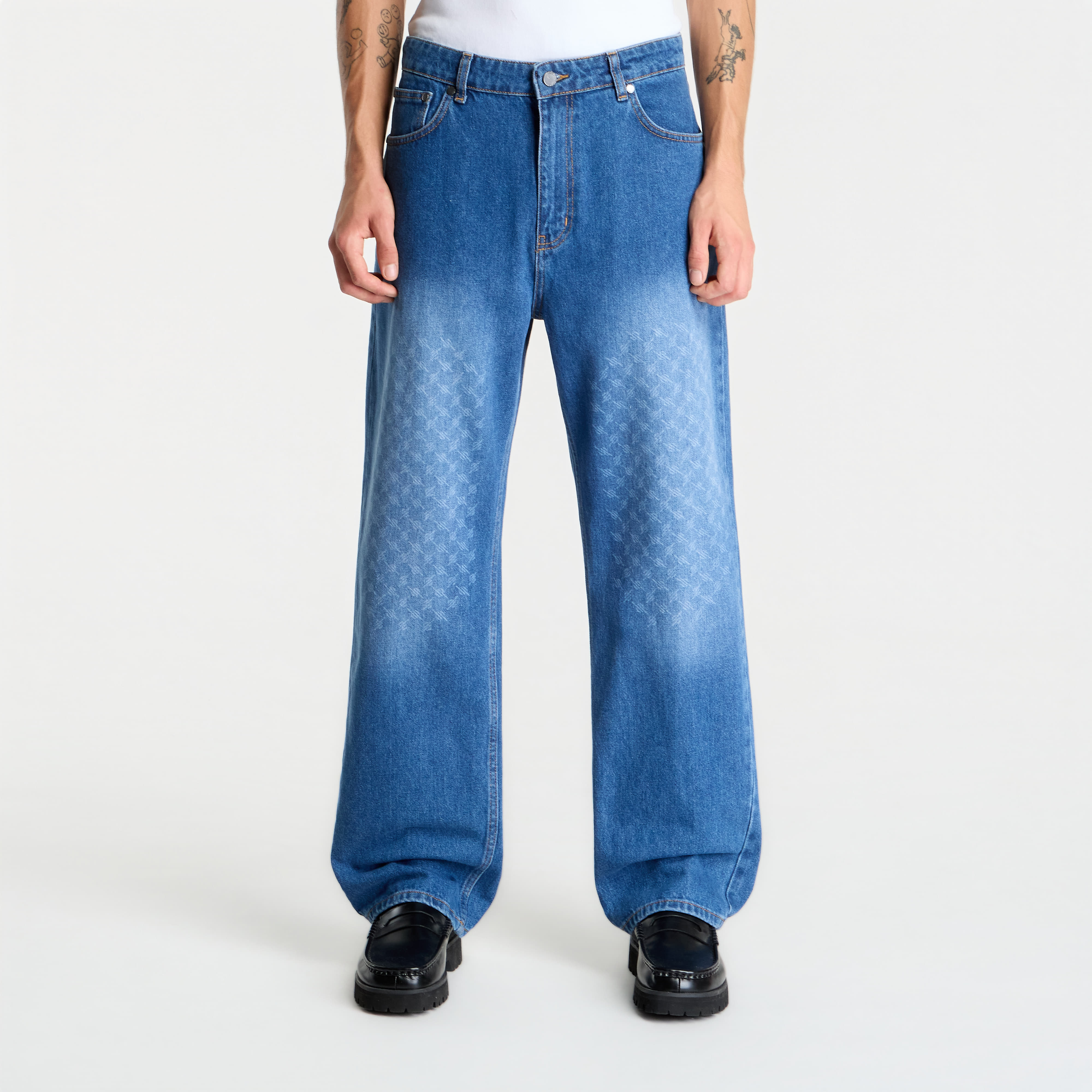 Jeans Daily Paper Faded Monogram Amba Jeans Mid Blue XXL