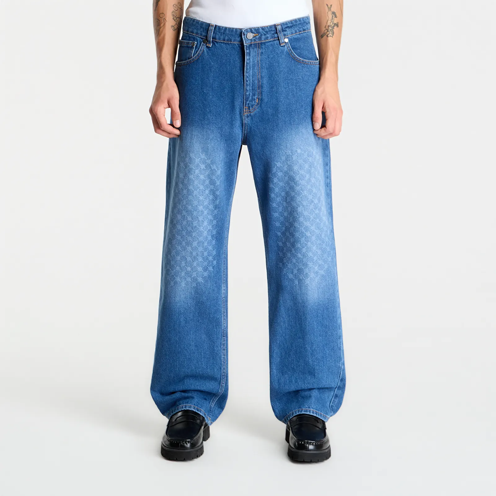 Moške kavbojke Daily Paper Faded Monogram Amba Jeans Mid Blue