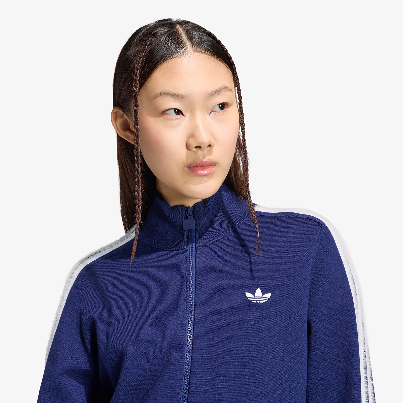 Жіночі куртки adidas Knitted Firebird Track Top Dark Blue/ White