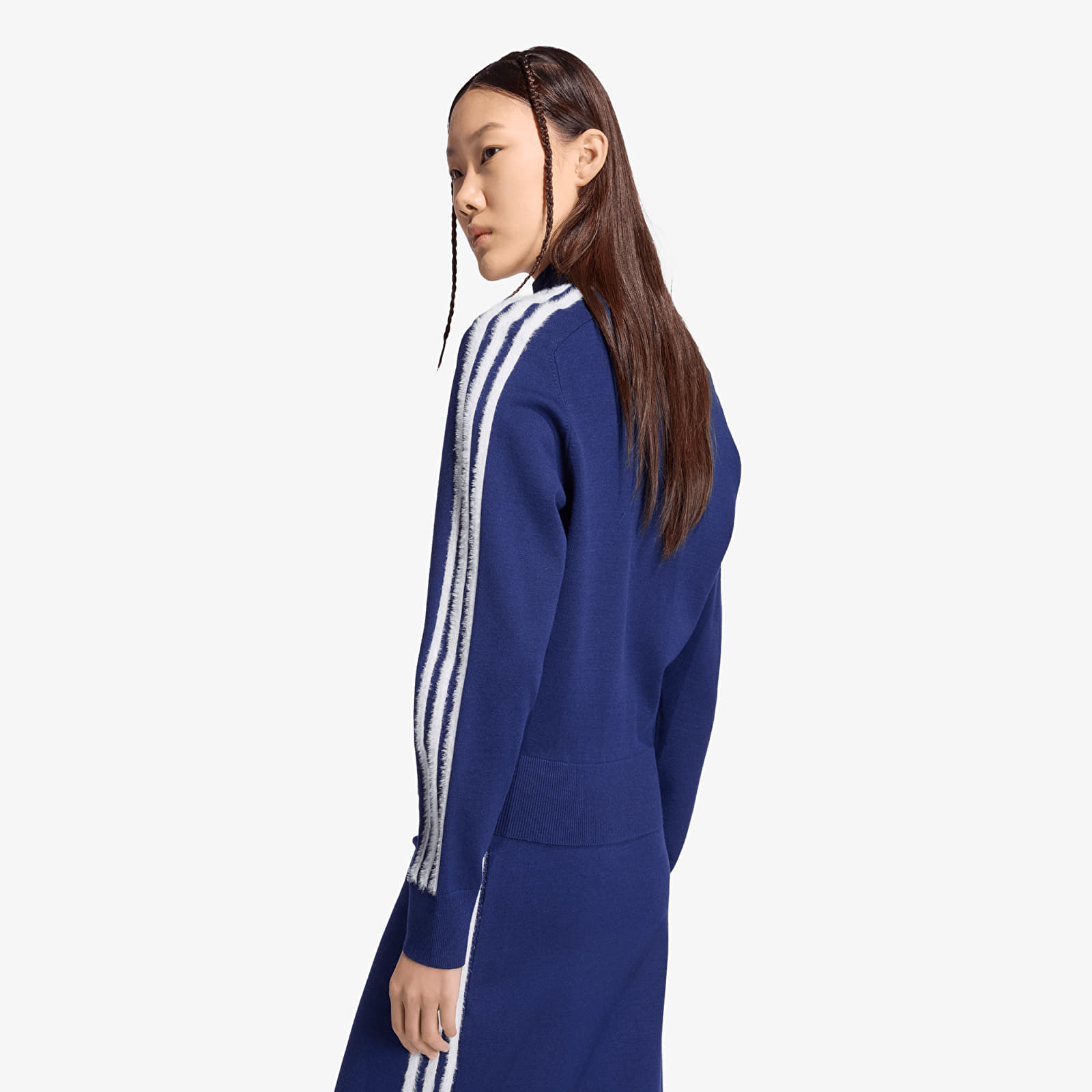 Жіночі куртки adidas Knitted Firebird Track Top Dark Blue/ White