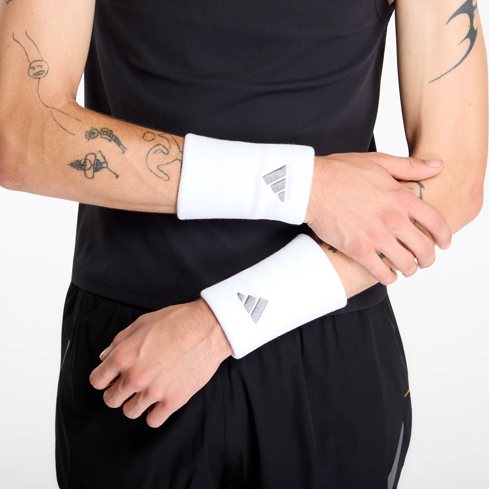 Inne adidas Tennis Wristband Large White/ Iron Met.