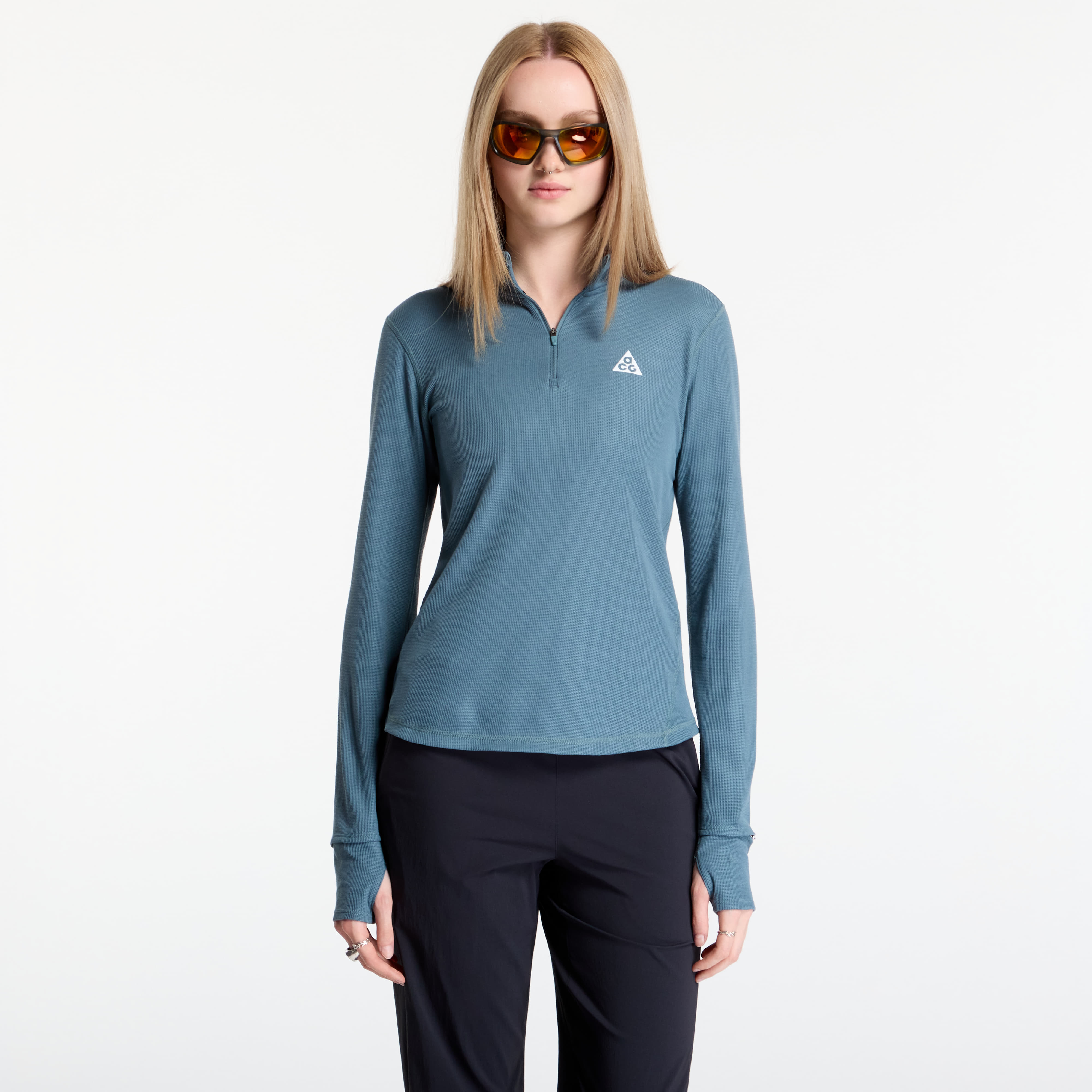 T-shirt Nike ACG Women's Dri-FIT 1/2-Zip Trail Running Top Mineral Slate/ Summit White M